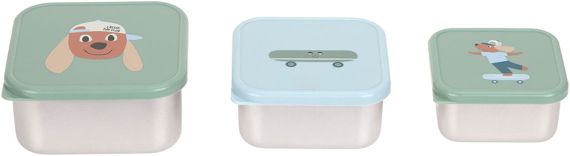 LÄSSIG Lunchbox Tiny Team Dog, Snackbox, Edelstahl, Polyprophylen (PP), (3-tlg)