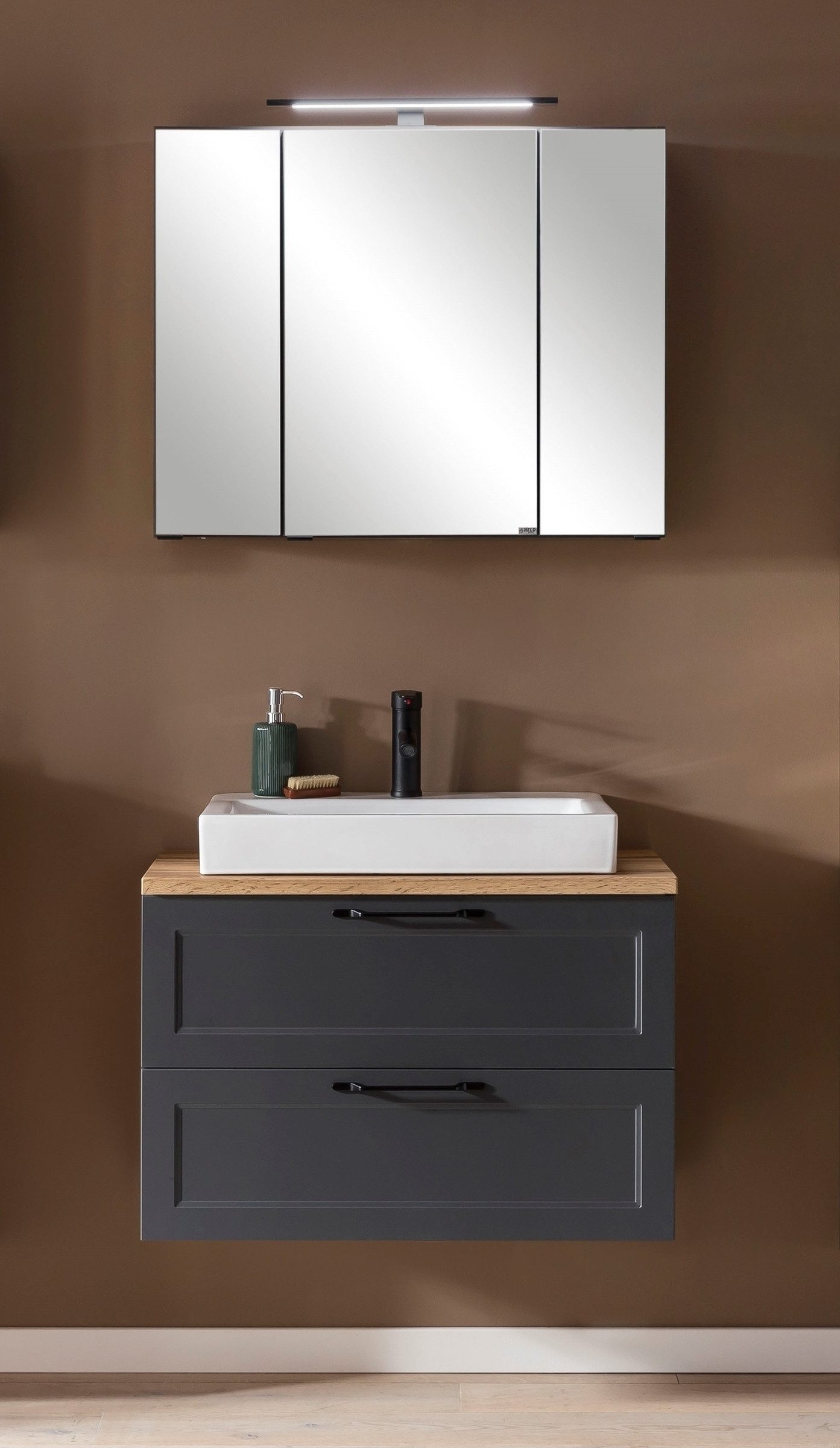 HELD MÖBEL Badezimmer-Set (2-tlg) in matt-grau, Graphit - 80x195x47cm (BxHxT), (2-tlg)