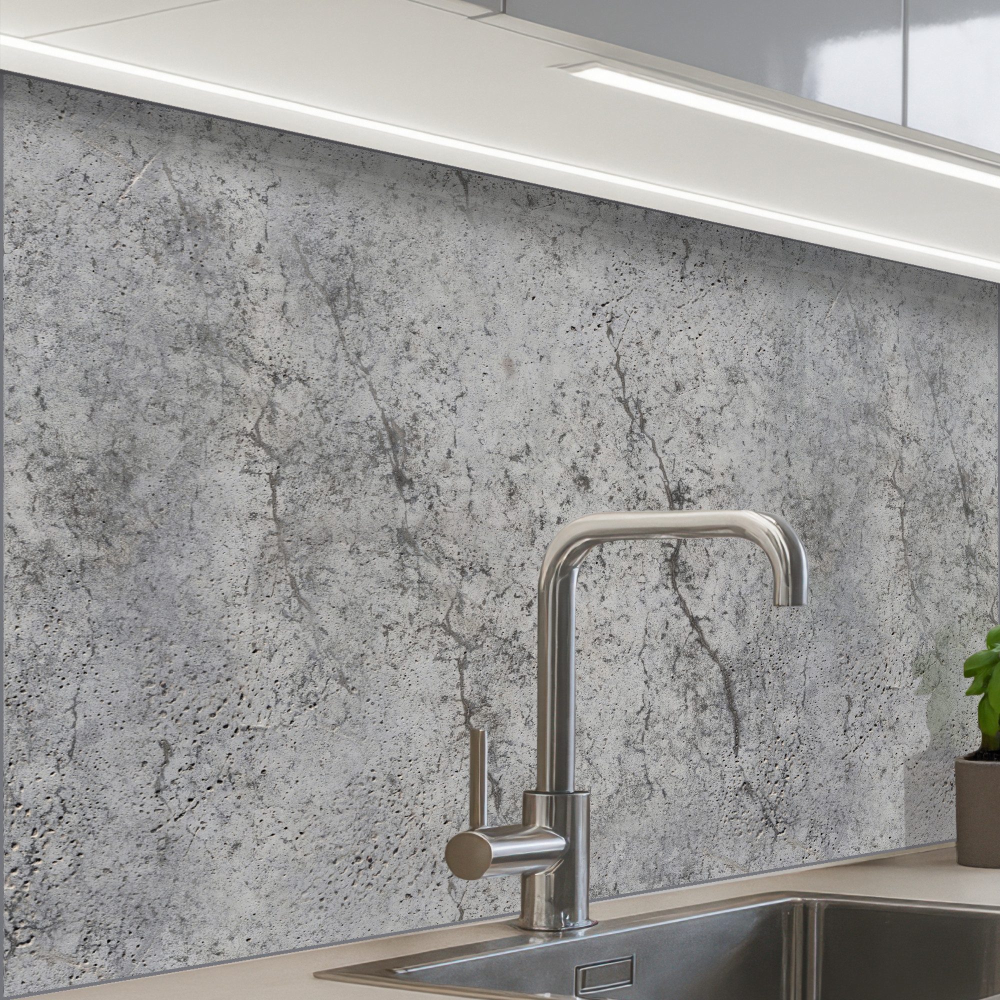 KitchenYeah Küchenrückwand Muster selbstklebend (keine Folie) Beton - Wand - Industriell - Muster, (1-tlg), Spritzschutz, Küche, Rückwand, Küchenwand, Küchenfront, 30x20 cm