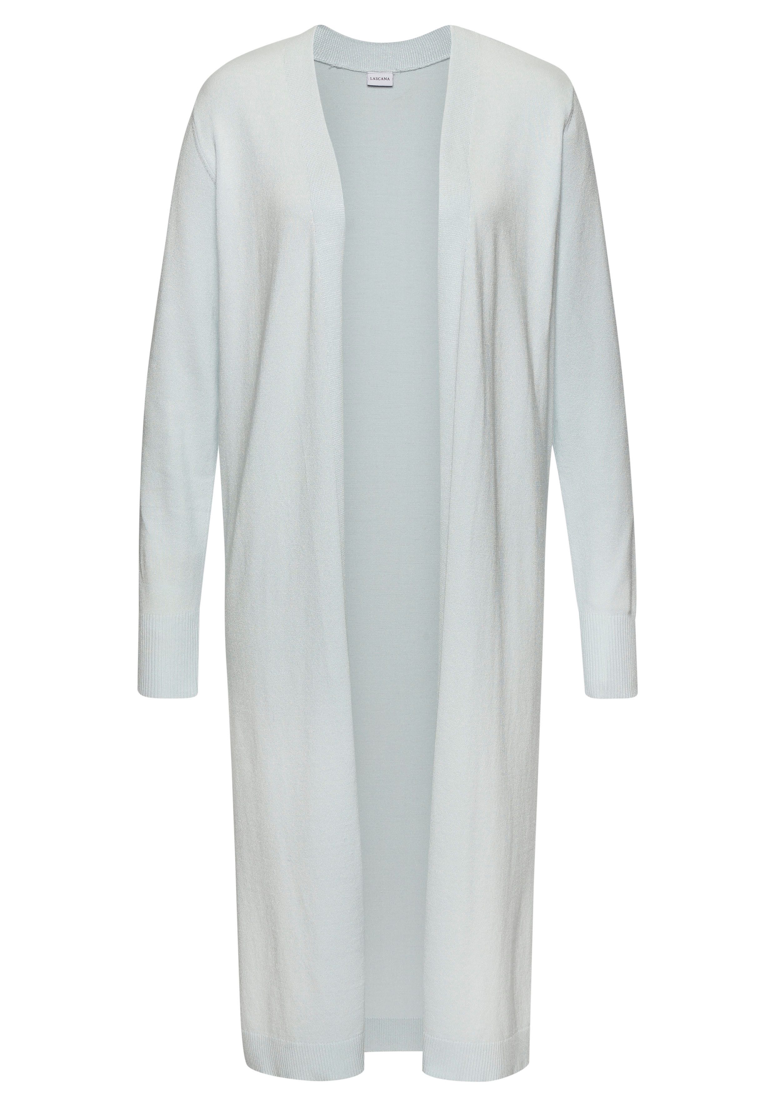 LASCANA Cardigan mit seitlichen Schlitzen, Longstrickjacke aus weichem Rippstrick. € 59,99