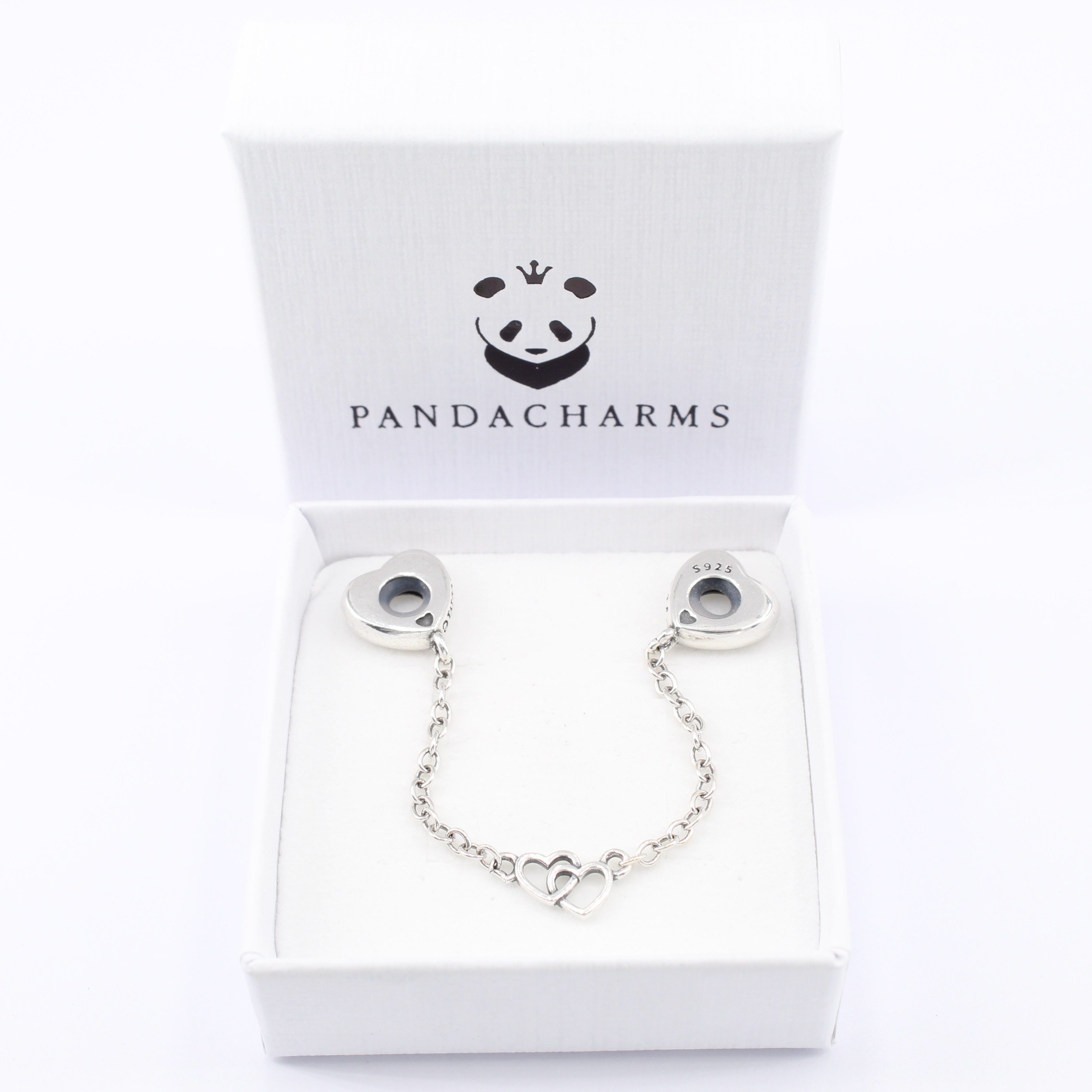 PANDACHARMS Bead Verschlungene Herzen Stopper Sicherheitskette, 925er Sterling Silber