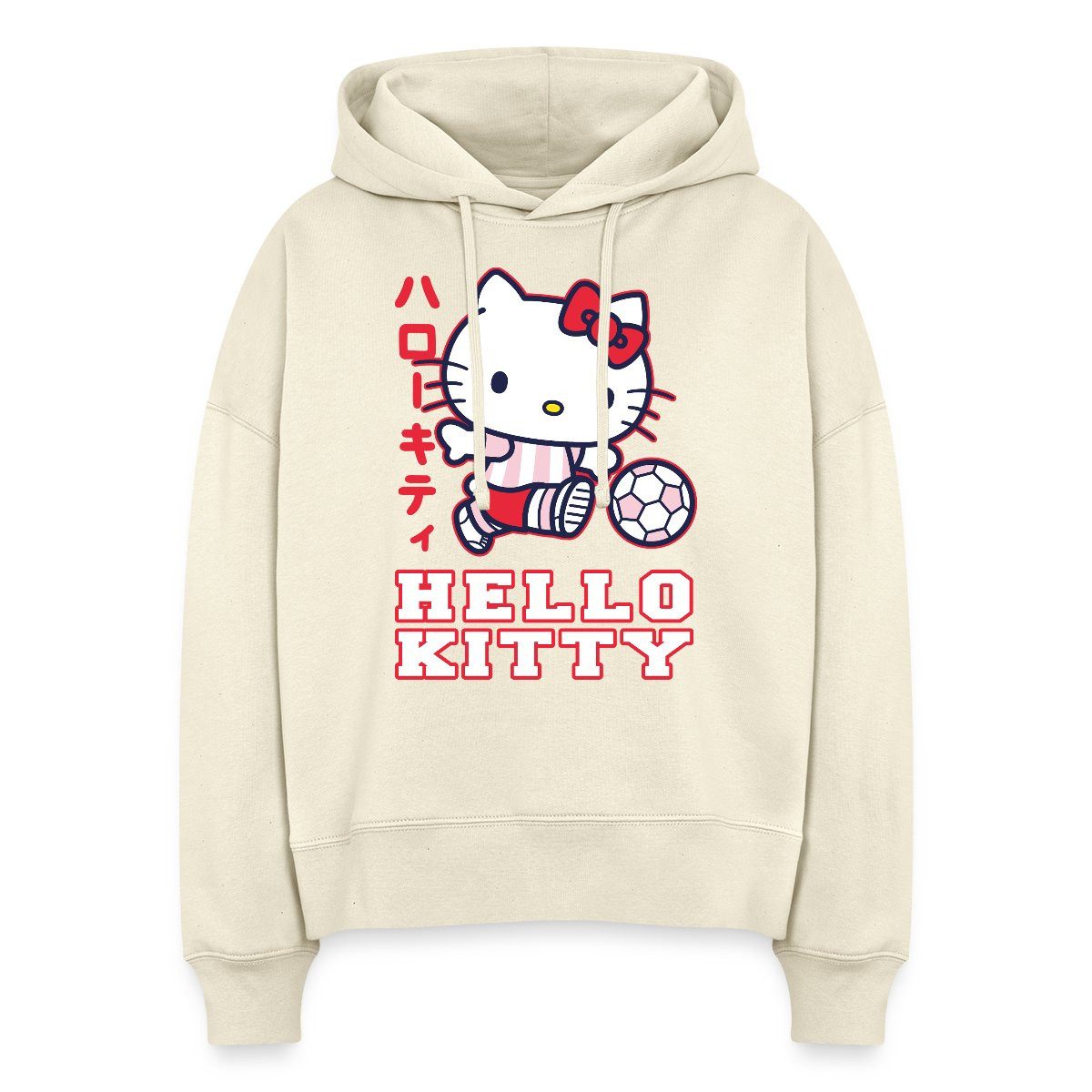 Hoodie Hello Kitty Spielt Fussball Sport Frauen Boxy Organic Hoodie