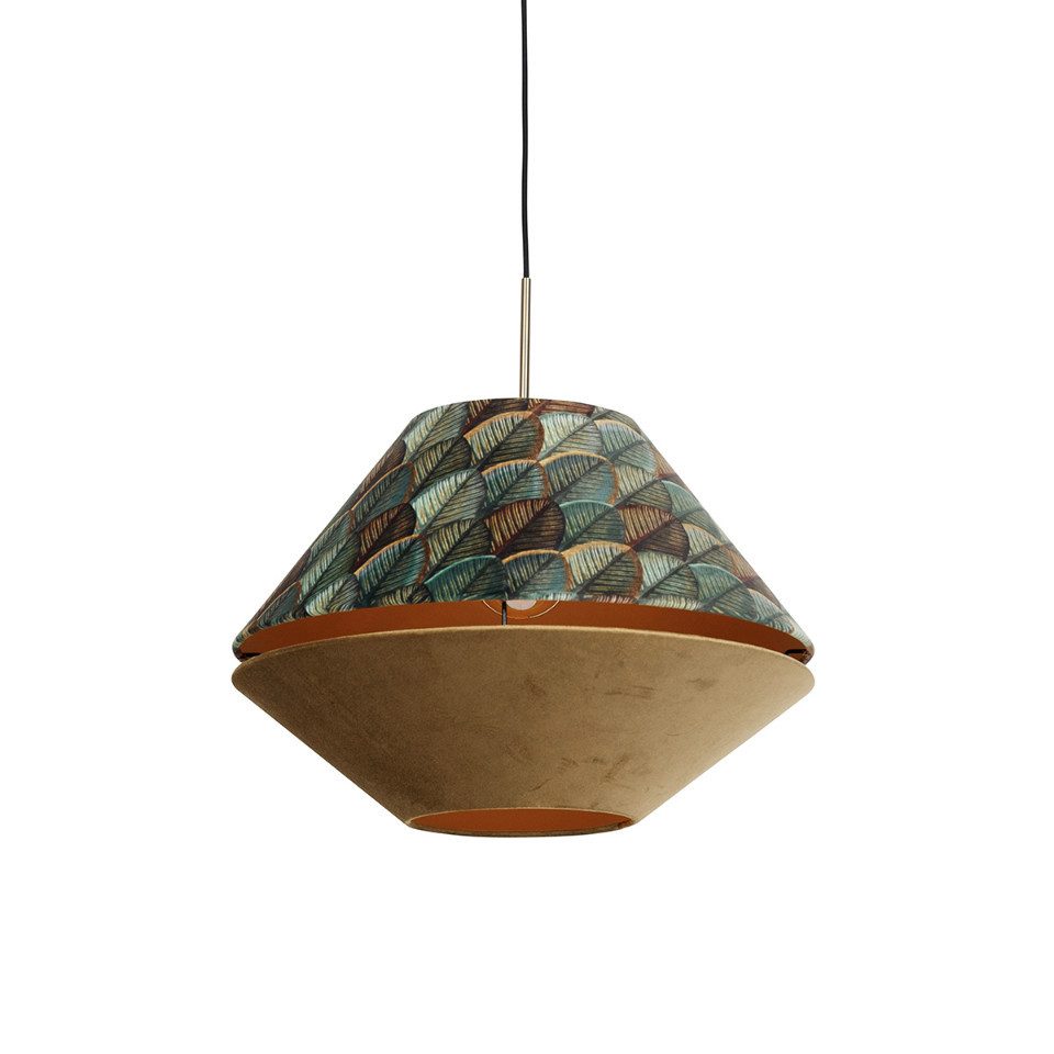 Qazqa Pendelleuchte Combi 1, ohne Leuchtmittel, Warmweiß, QAZQA Hängeleuchte, e27, Grün, Velours, classic-antique