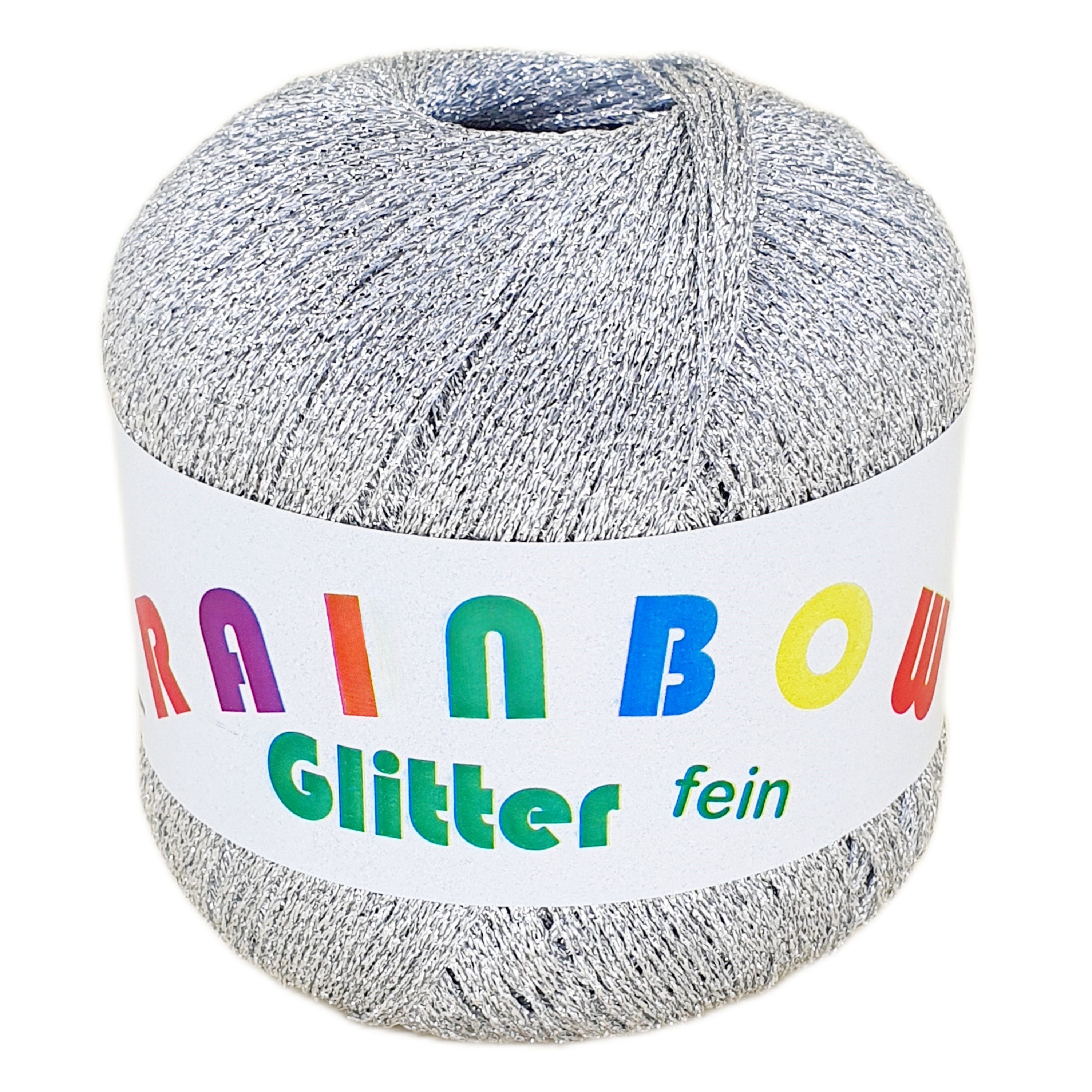 NOGA EFFEKTGARN GmbH Rainbow Glitter fein - feines Glitzer-Bändchengarn auf 25 Gramm Knäuel Effektgarn