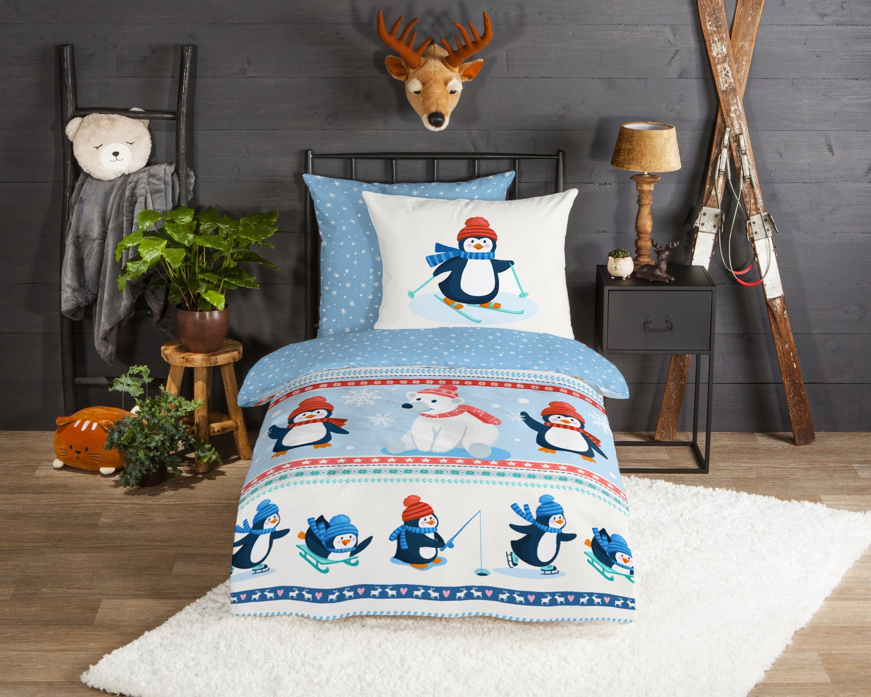 Traumschloss Bettwäsche Comfort Baumwolle, Flanell, 2 teilig, Pinguine und günstig online kaufen