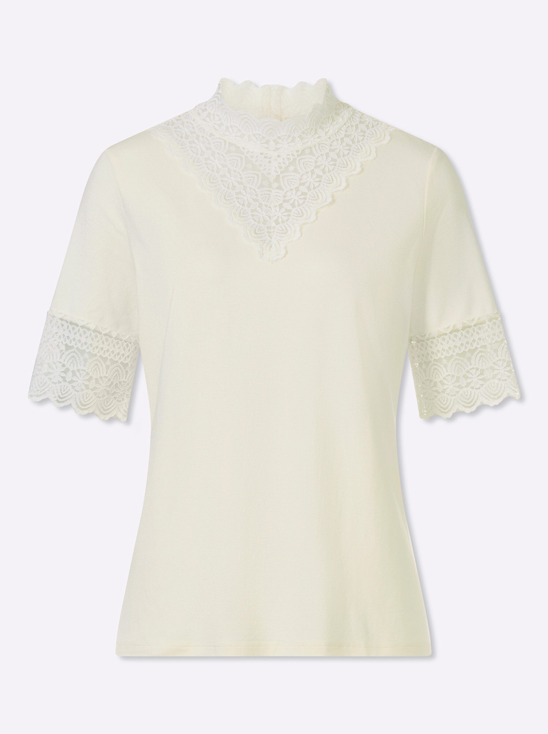 T-Shirt Spitzen-Shirt Kurzarm