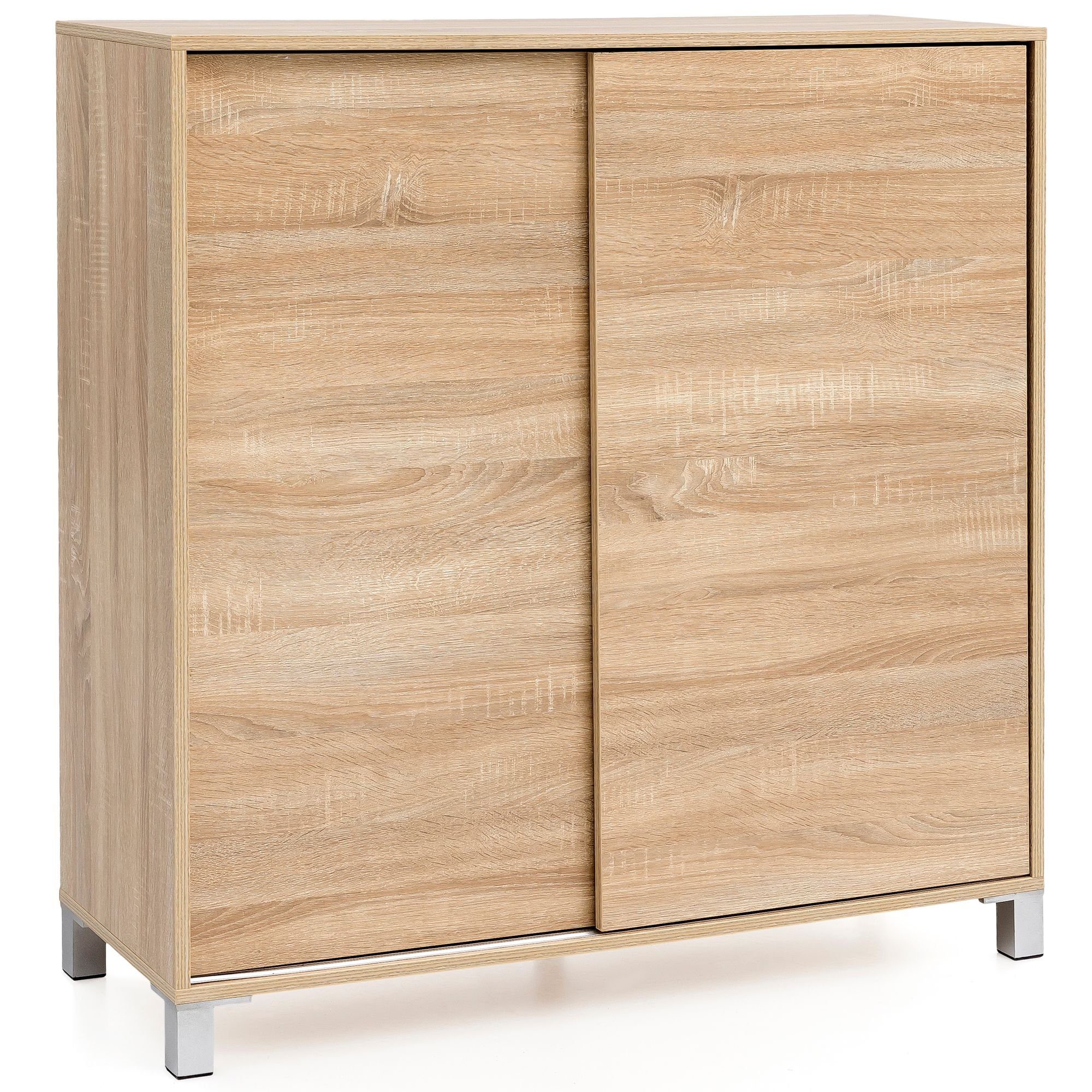 Modern Sonoma cm Paar Schiebetürenschrank Wohnling Schuhregal Schuhablage WL5.713 100x108x37,5 Flur (Schuhschrank Schuhe, Hoch) Holz 20