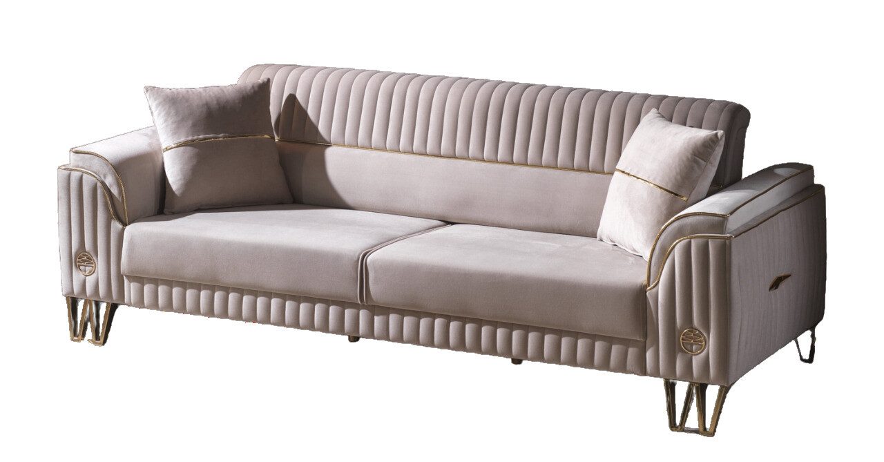 Villa Möbel Sofa Flavia, 3-Sitzer 1 Teile, Hand Made Quality, pflegeleichter Mikrofasersamtstoff