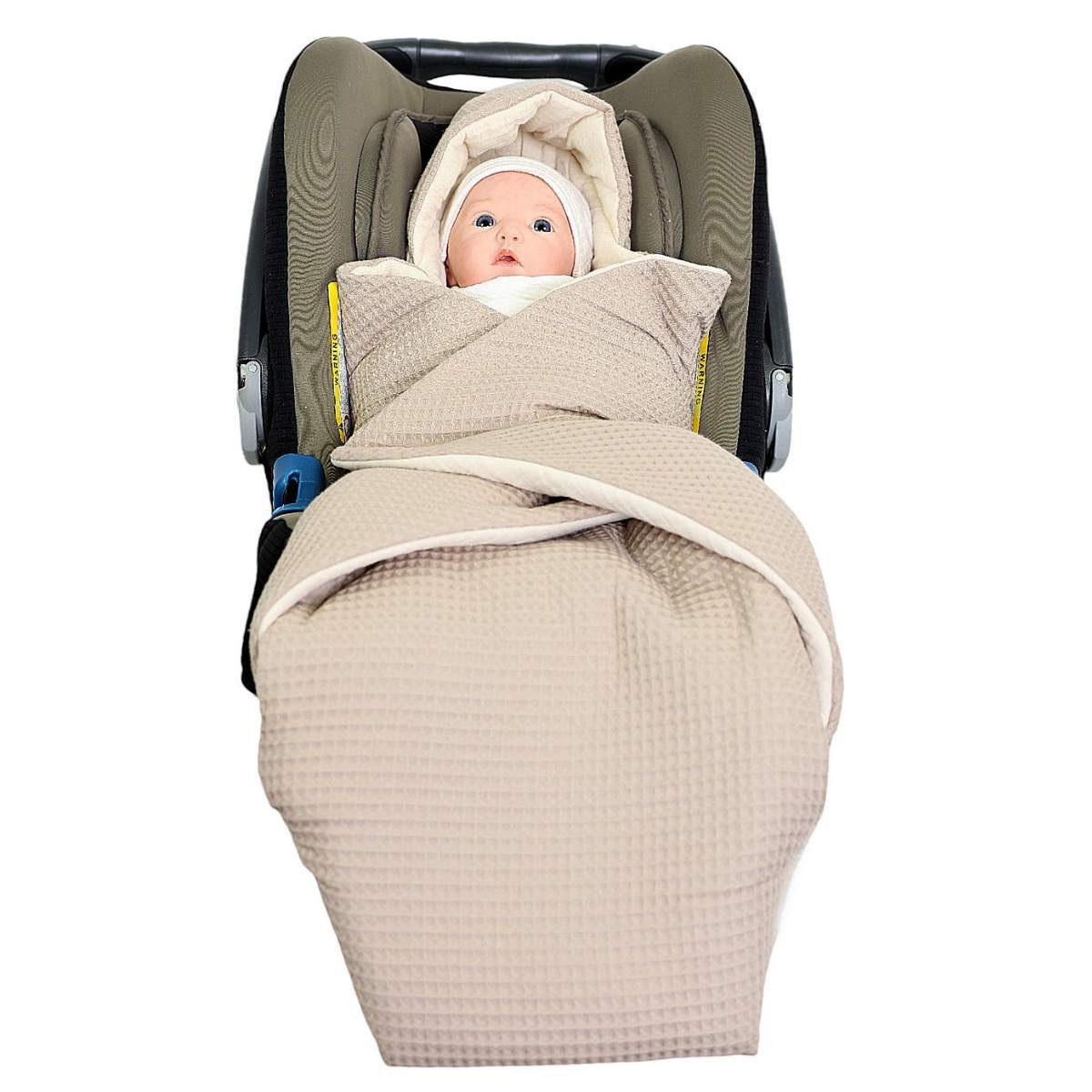 Babydecke Einschlagdecke Waffelmuster taupe/Musselin beige, HOBEA-Germany, günstig online kaufen