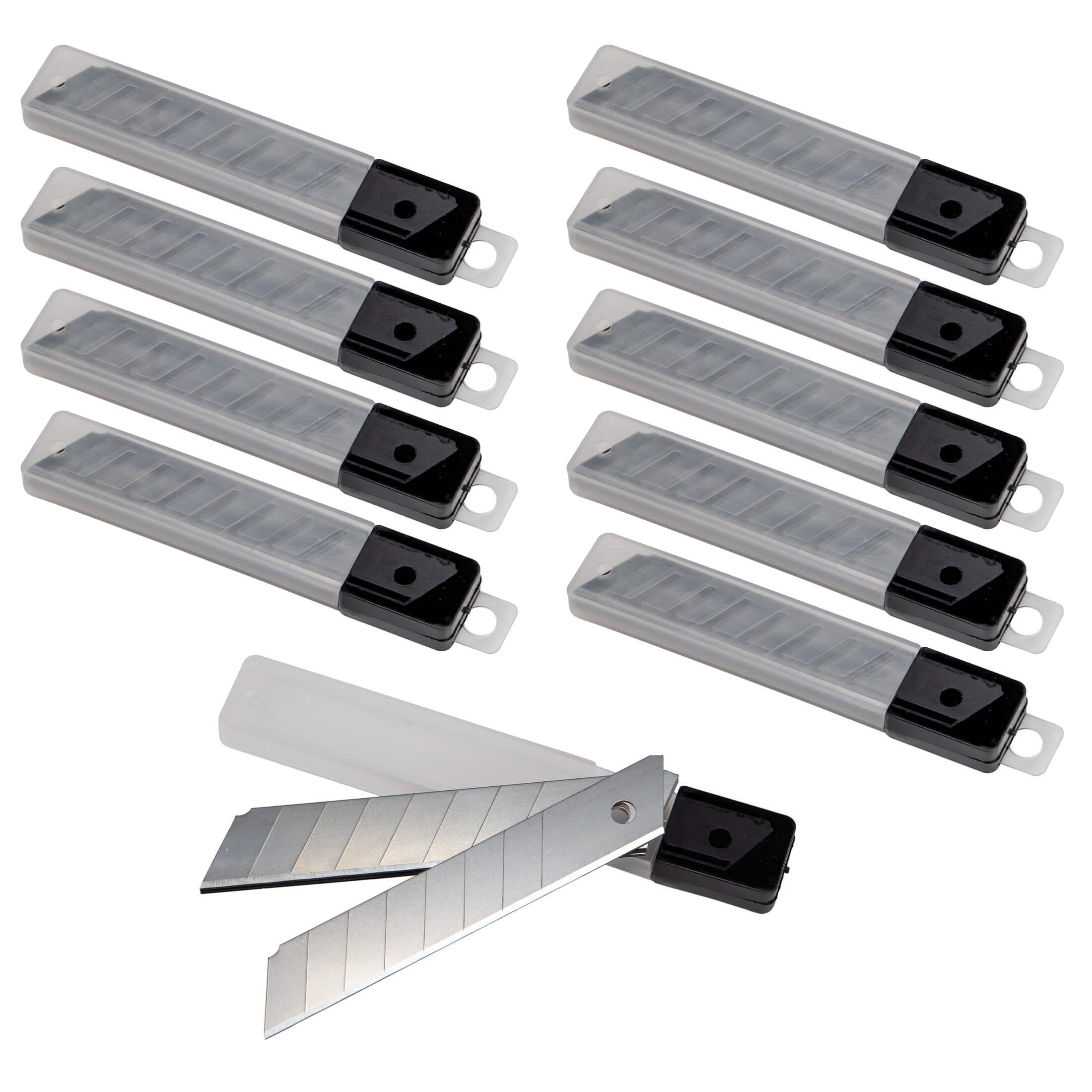 ChiliTec Cuttermesser Cuttermesser Ersatz Abbrechklingen 18mm (100 Stück) im Köcher, Klinge: 1,8 cm, (100-tlg), Cutterklingen im Köcher