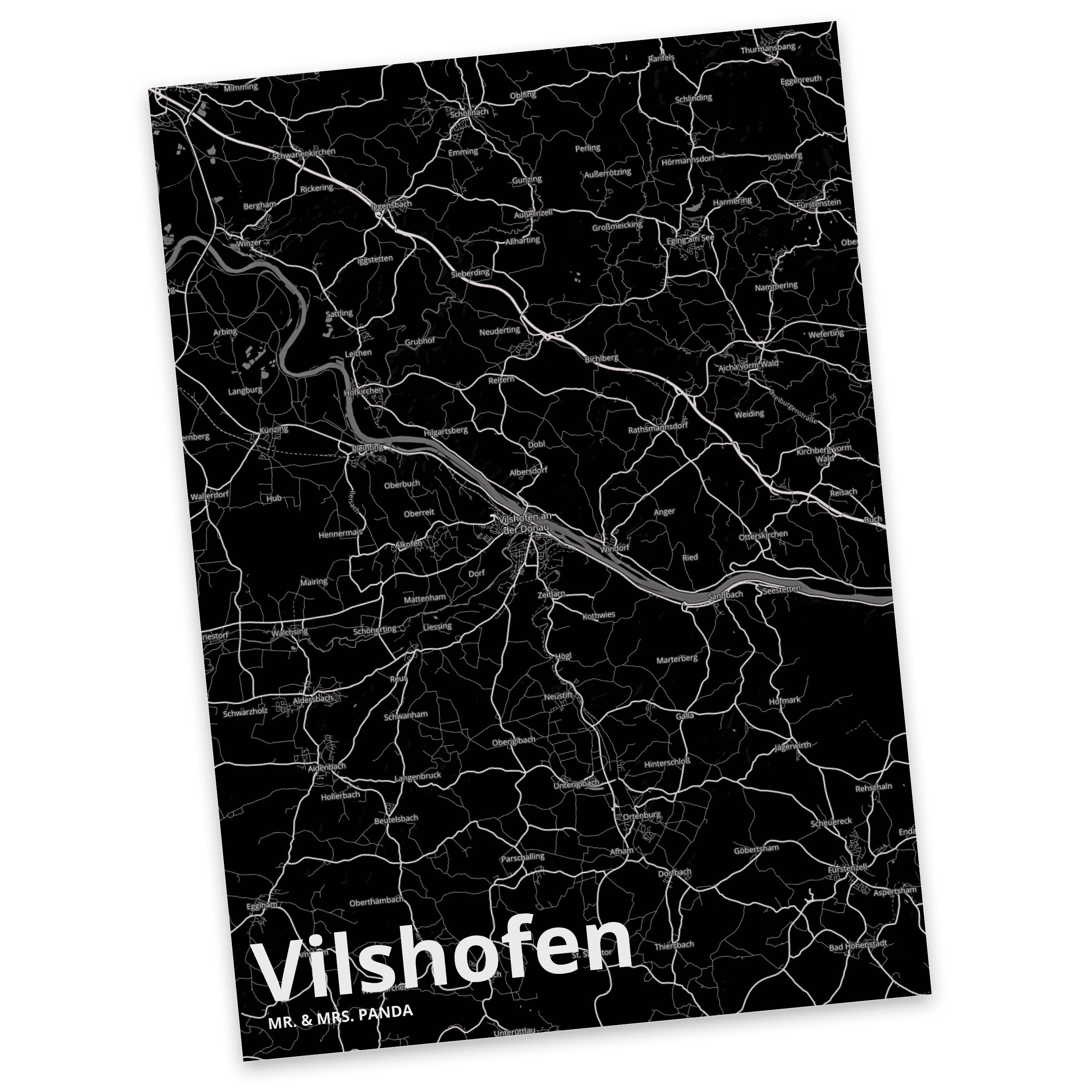 Mr. & Mrs. Panda Postkarte Vilshofen - Geschenk, Dankeskarte, Stadt Dorf Karte Landkarte Map Sta
