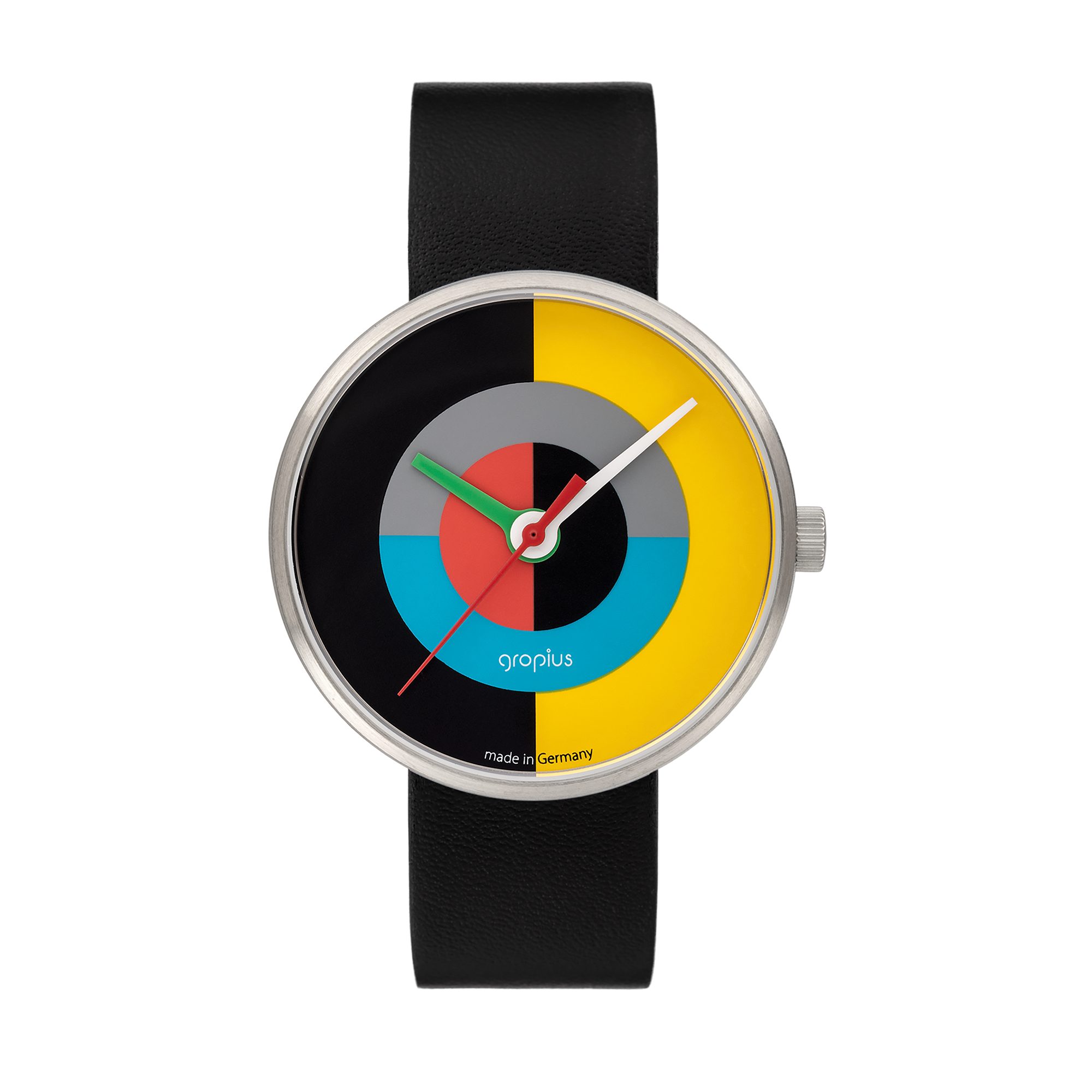 Walter Gropius Quarzuhr Made in Germany, Saphirglas, Forum J. Albers - WG 005-01, Designeruhr, Lederarmband mit Easy-Release System, Edelstahlgehäuse