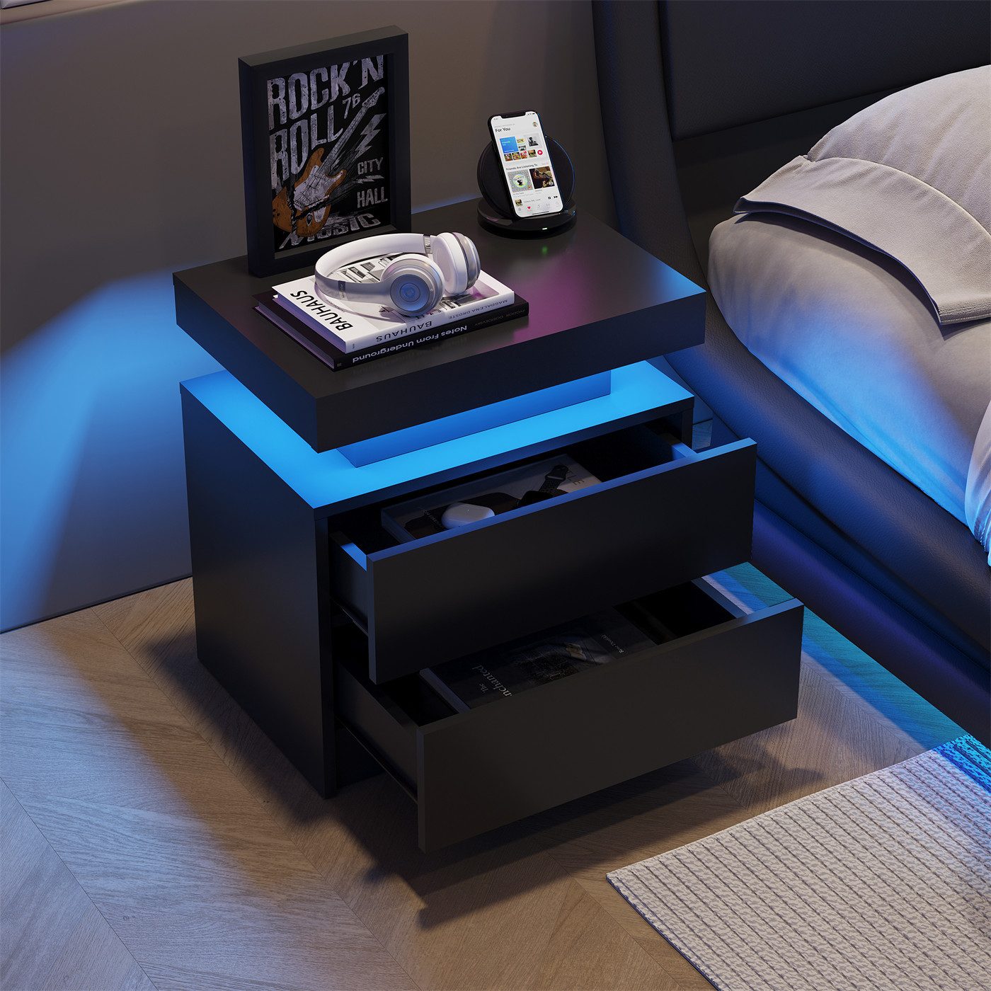 autolock Nachttisch Nachttisch LED Beistelltisch Schrank günstig online kaufen