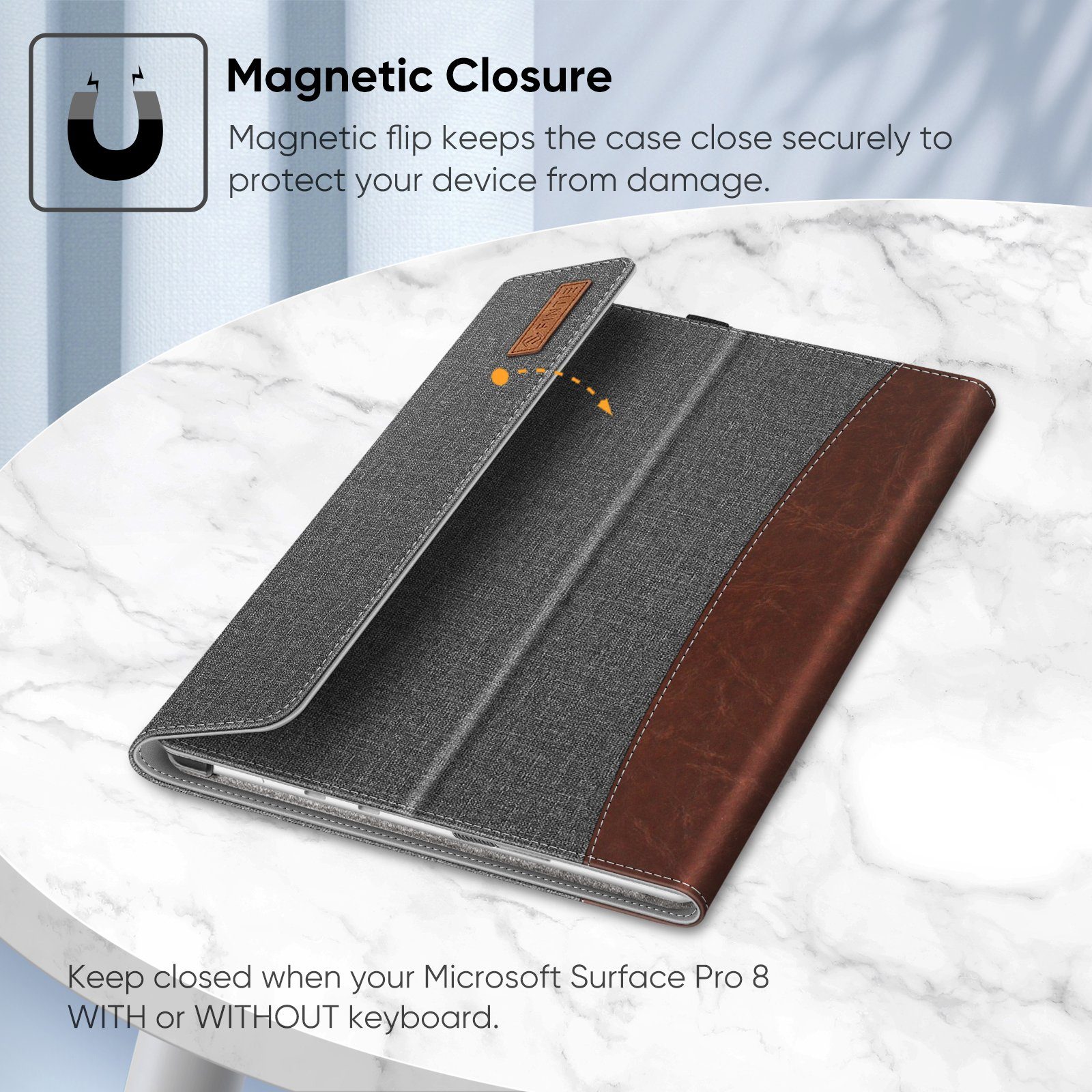 Fintie Tablet-Hülle Hülle für Microsoft Surface Pro 8 13 Zoll (2021), Multi-Sichtwinkel Kunstleder Tasche Schutzhülle, Type Cover Kompatibel