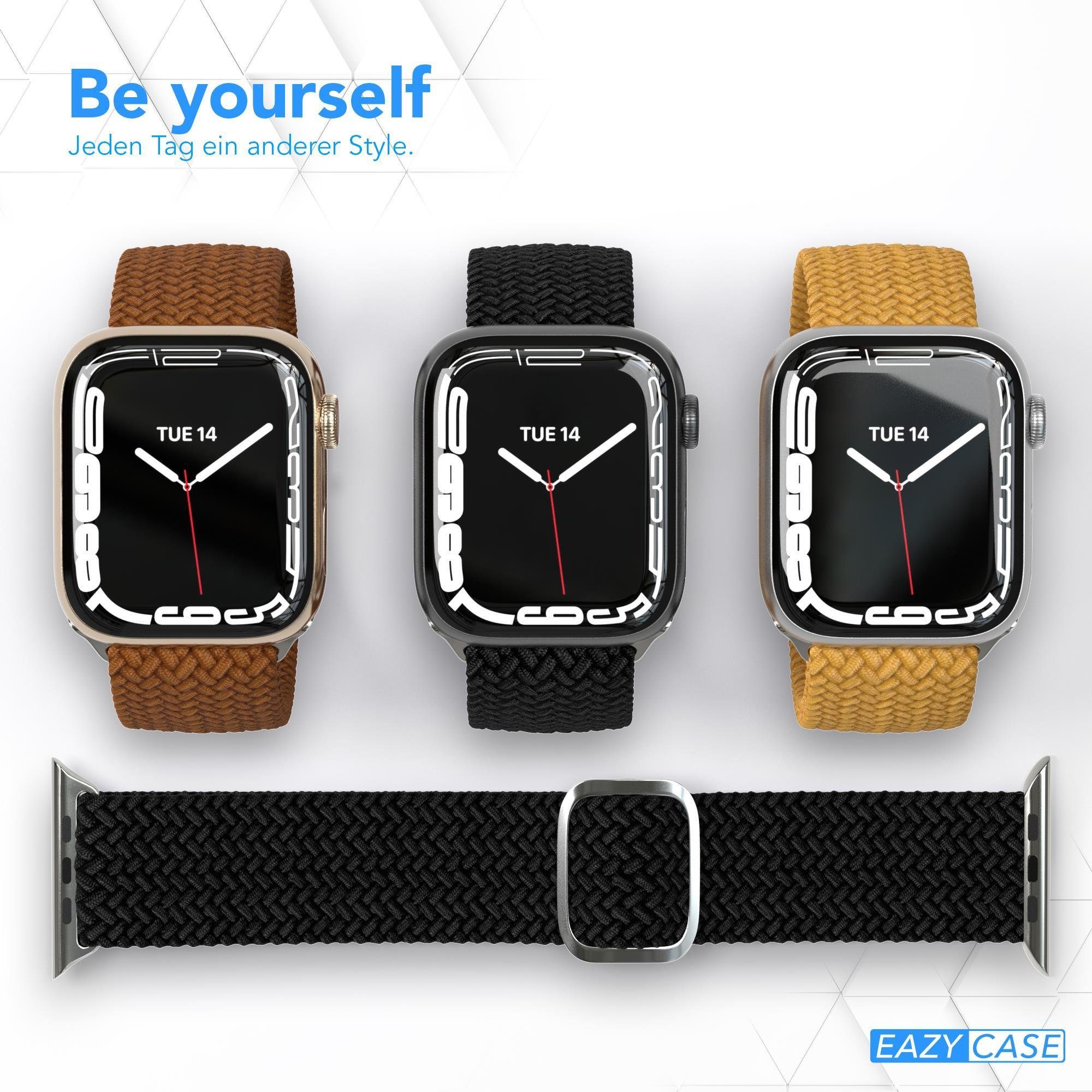 Uhrenarmband Unisex 9 6 Apple Schwarz 8 SE 7 Fitnessband iWatch elastisch 2 1 5 44mm 49mm EAZY 45mm Flechtband 42mm 3 4 Watch für Ultra, CASE