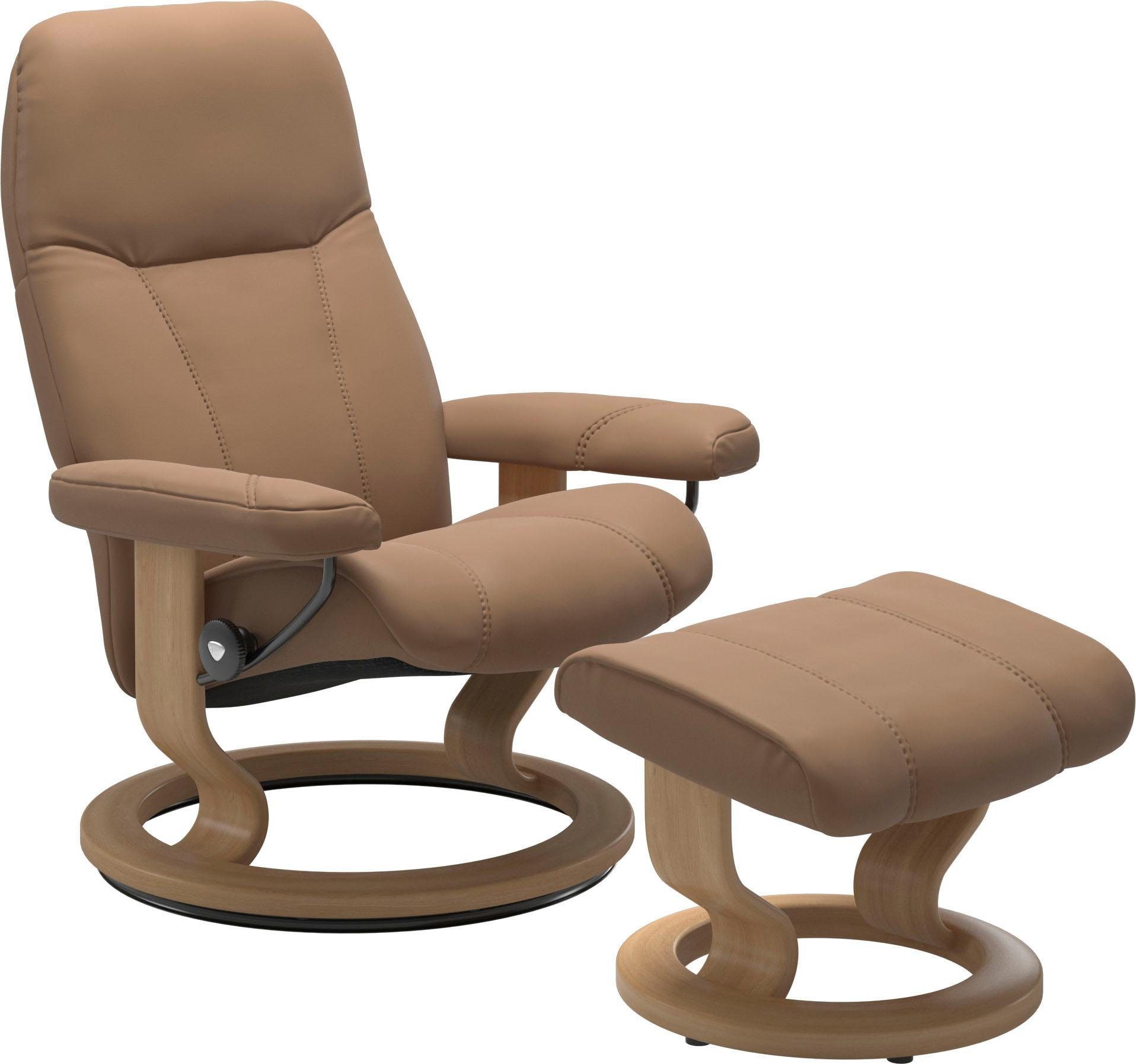 Stressless® Relaxsessel Consul (Set, Relaxsessel mit Hocker), mit Hocker, mit Classic Base, Размер M, Gestell Eiche