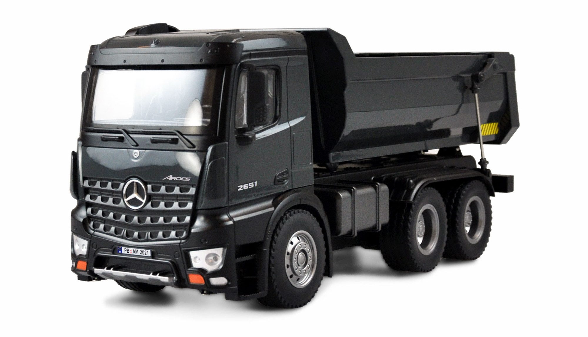 Amewi RC-Truck Amewi RC Mercedes LKW Kipper PRO Metall 2,4GHz RTR 1:18 grau mit 2 Akk