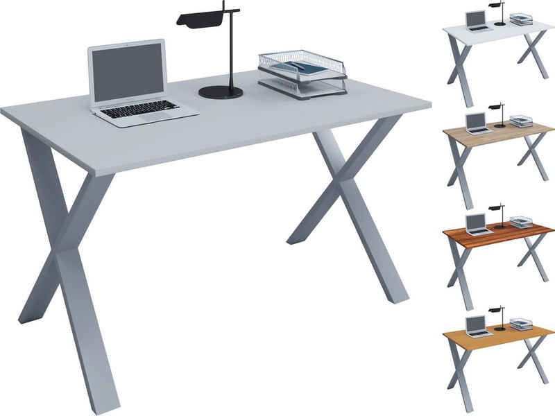 VCM Schreibtisch Büromöbel Schreibtisch Computertisch Lona X Silber