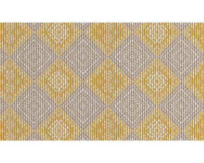 Badematte Bodenbelag NOVA SKY Vintage Muster Polyester gelb grau 1 Stk matches21 HOME & HOBBY, Höhe 5.5 mm, Kunststoff