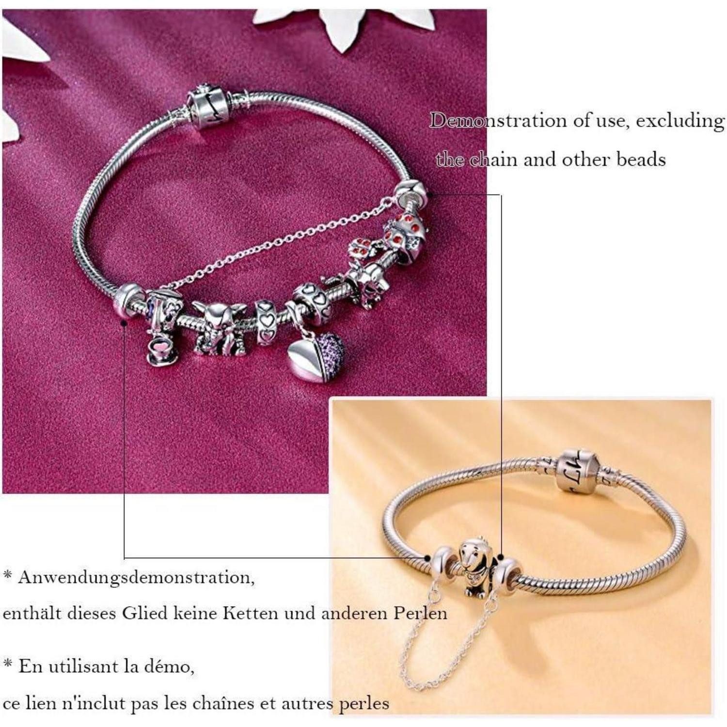 LuxusKollektion Bead 925 Sterling Silber Gummi Spacer Stopper Sicherheitskette für Charms – Bild 5 von 5
