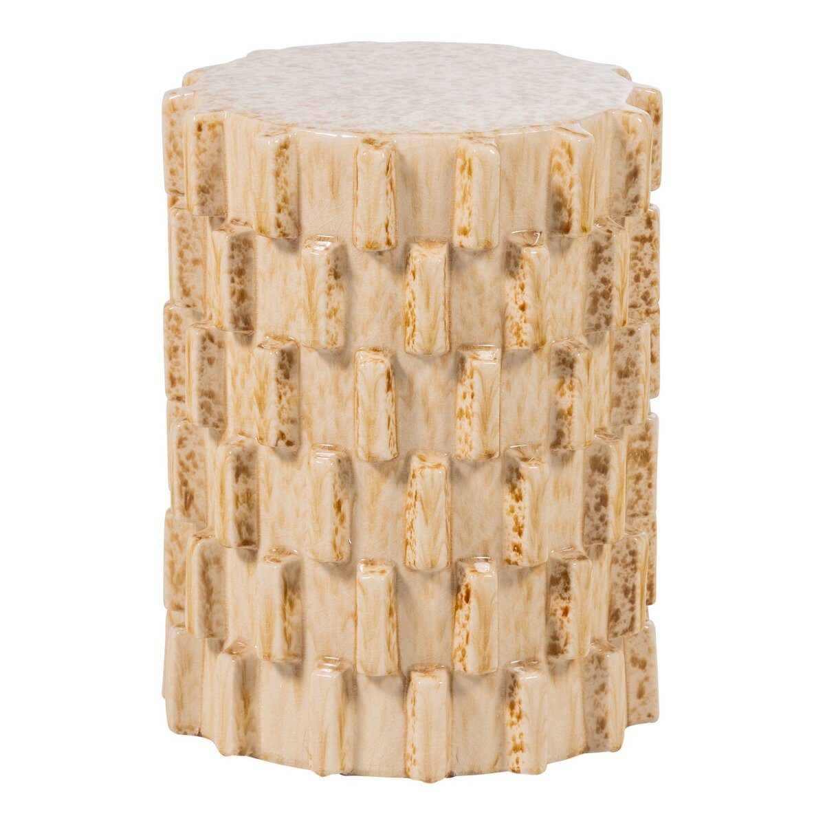 WOOOD Beistelltisch Axu - Keramik Sand, Ø 35 cm, Künstlerisches Design, Statement-Stück
