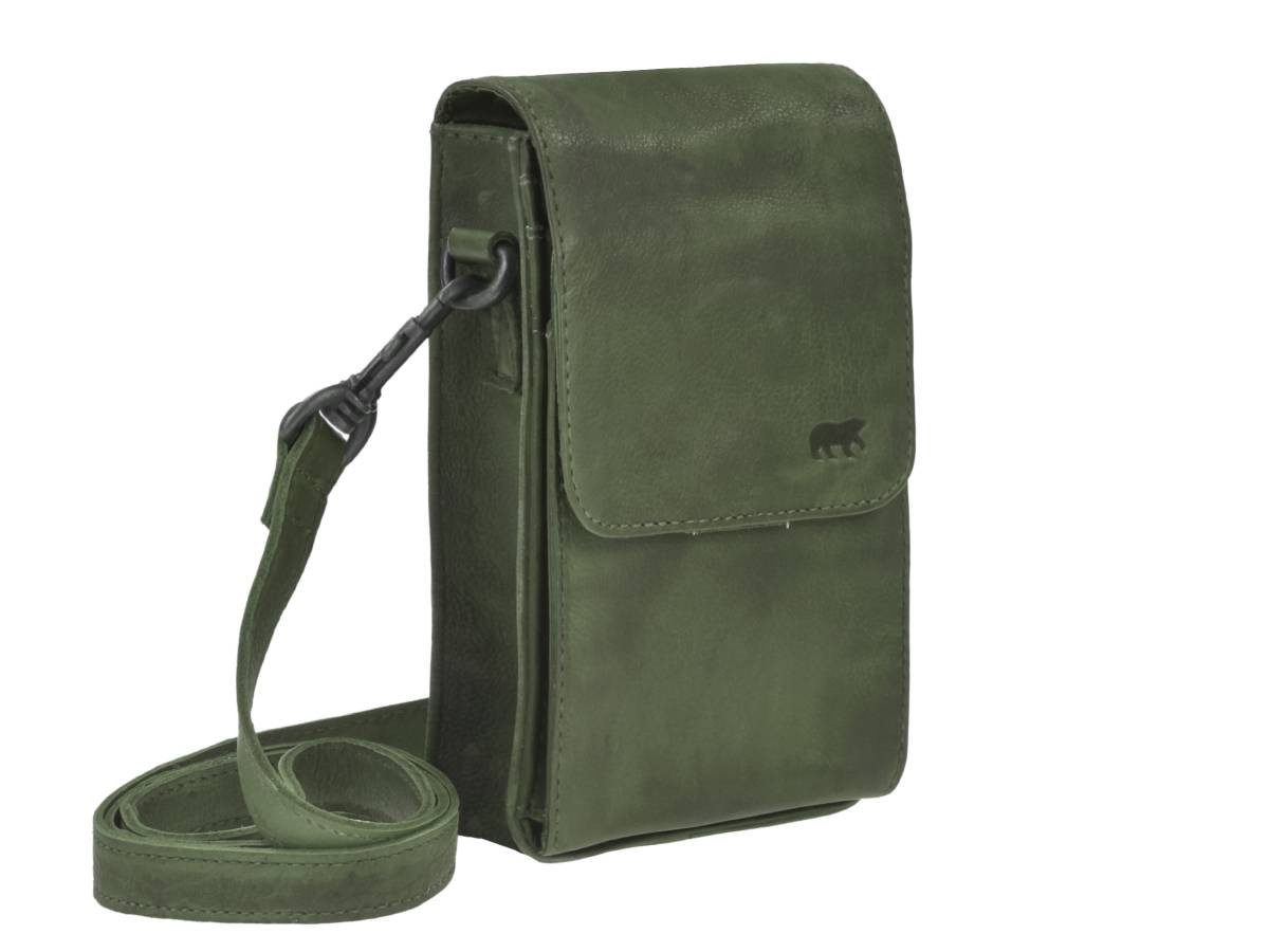 Bear Design Umhängetasche "Robbie" Callisto Pelle Leder green, trendige Tasche mit vielen Fächern, auch als Handy Gürteltasche