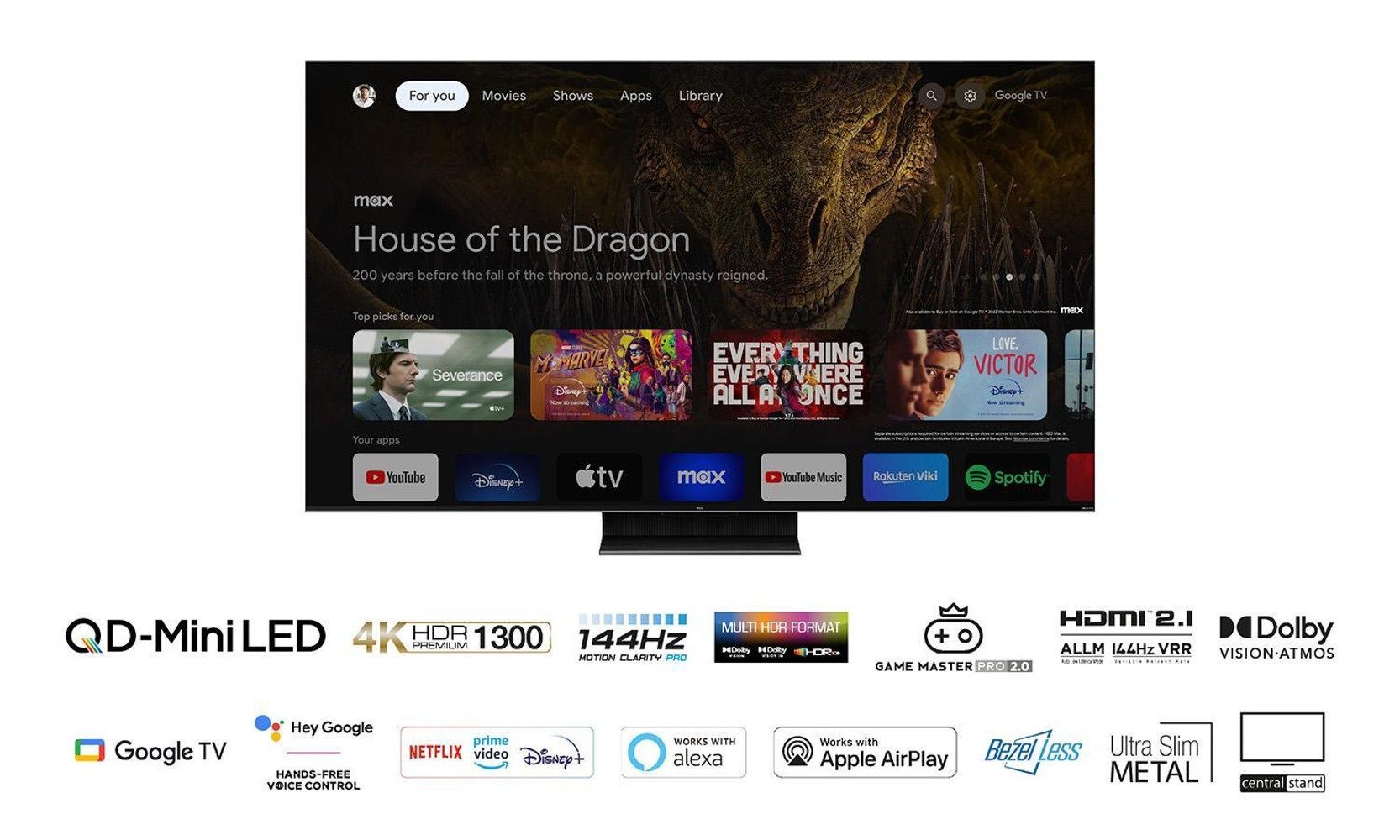 TCL 55MQLED80 Mini-LED-Fernseher (55 Zoll, 4K Ultra HD)