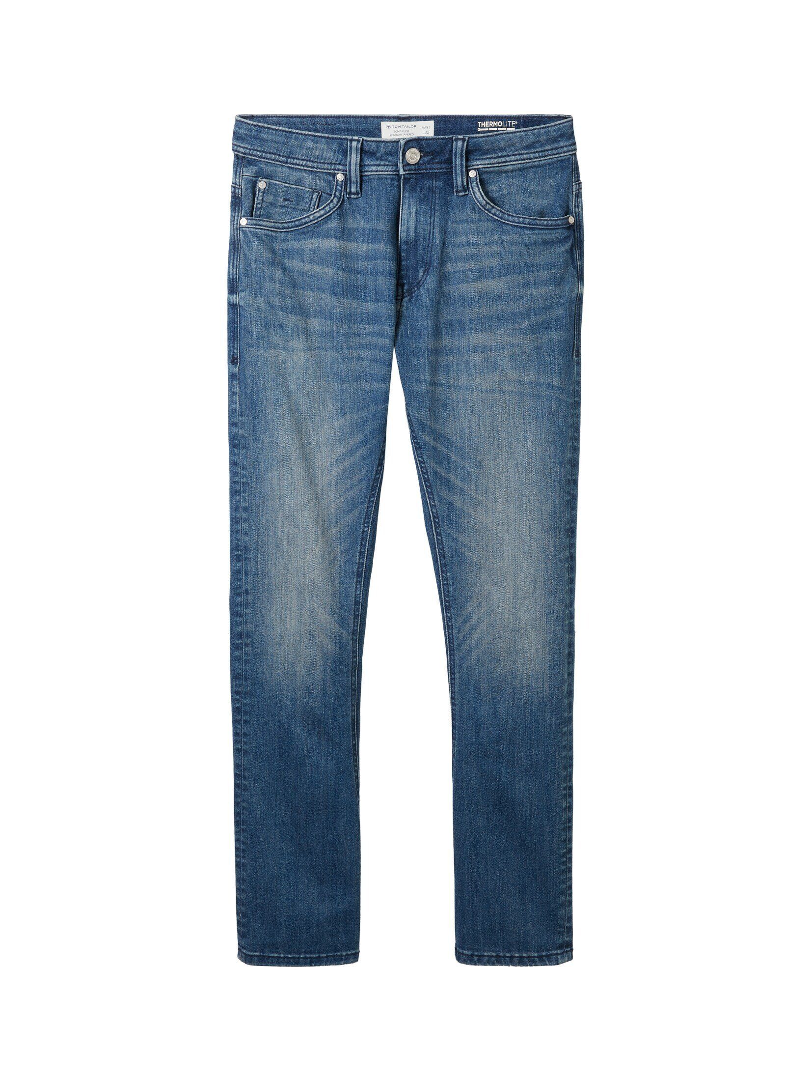 Light TOM Blue recyceltem Tapered Stone Straight-Jeans Regular Jeans Used mit Polyester Denim TAILOR