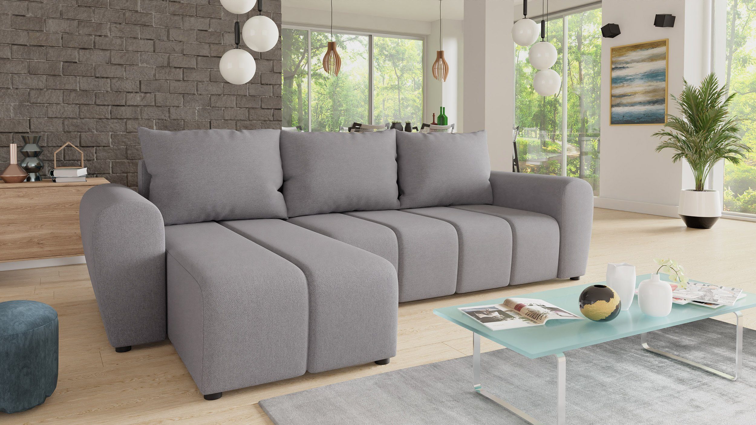 Bettkasten, Schlafsofa, Cleo Universal Schlaffunktion L-Form mit Sofnet 90 L, Soro mane Ecksofa Couch, und