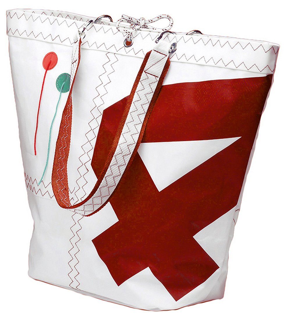 Trend Marine Weiß Rot aus Segeltuch, Girl Shopping Bag / Einkaufsshopper Einkaufstasche, Sea