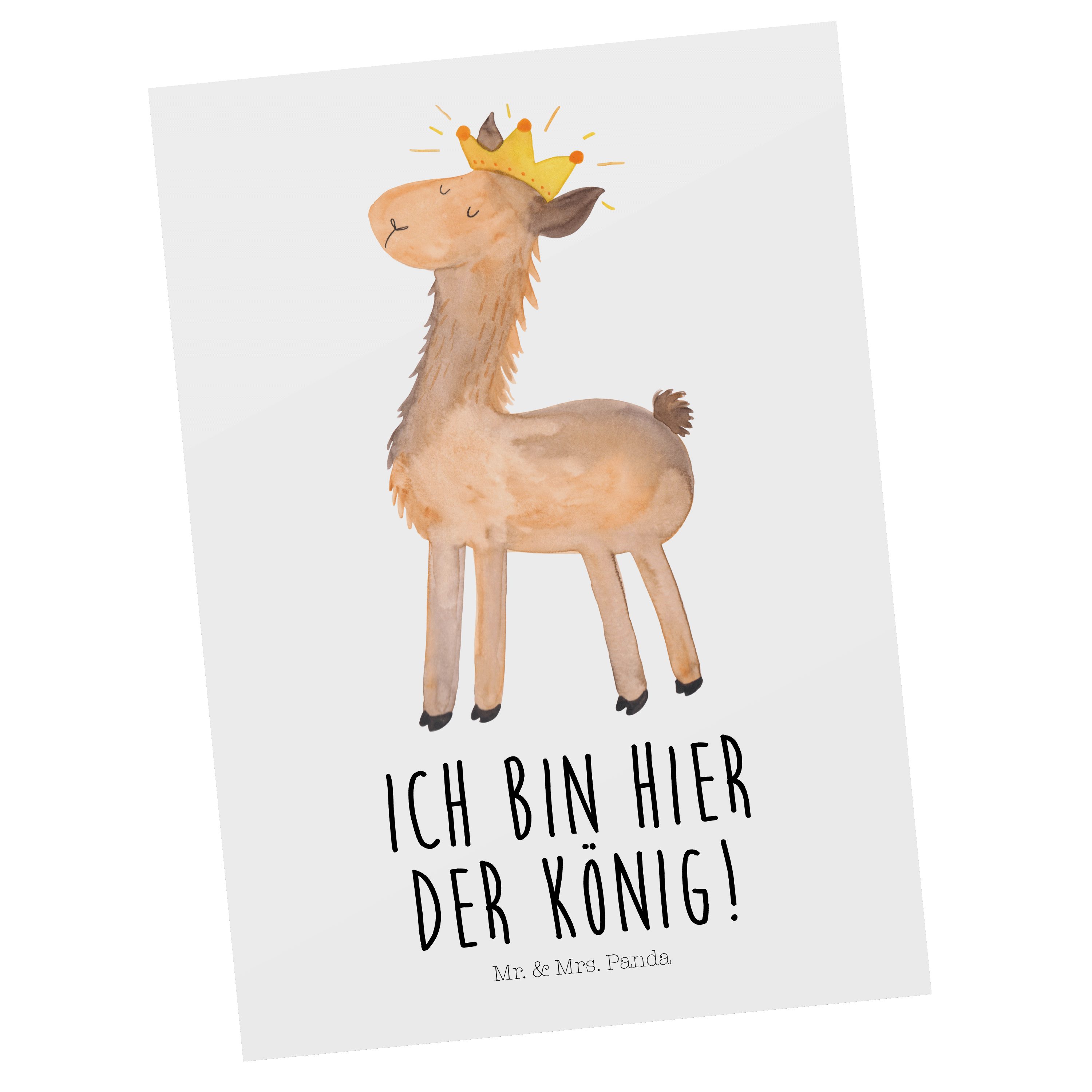 Mr. & Mrs. Panda Abitur, Weiß König - Ansichtskarte, Postkarte Geschenk, Kollege, Lama - Ei Büro