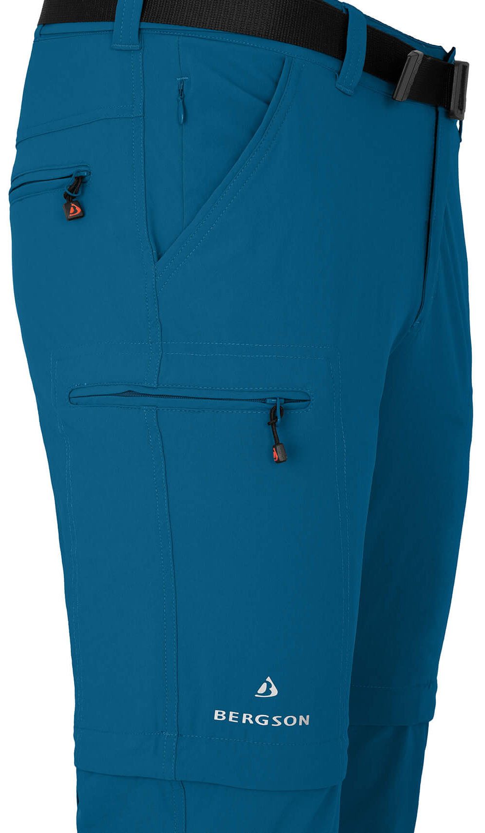 Bergson Outdoorhose QUEENSLAND Doppel Zipp-Off mit T-ZIPP Herren Wanderhose, vielseitig, pflegeleicht, Langgrößen, Saphir blau