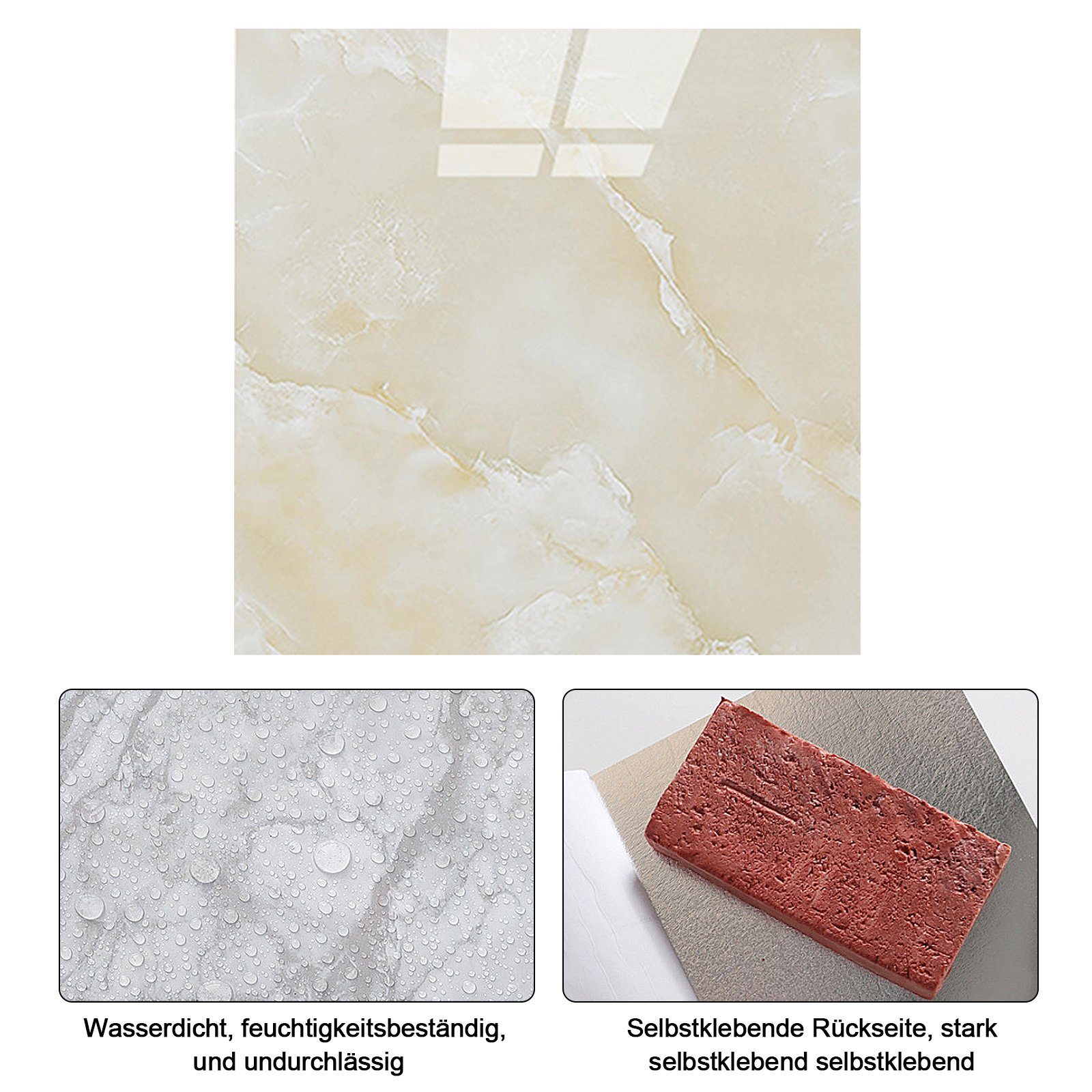 TWSOUL Fliesenaufkleber 22 Stück Marmorfliesen-Imitatpaste, wasserdicht, schmutzabweisend und hochtemperaturbeständig