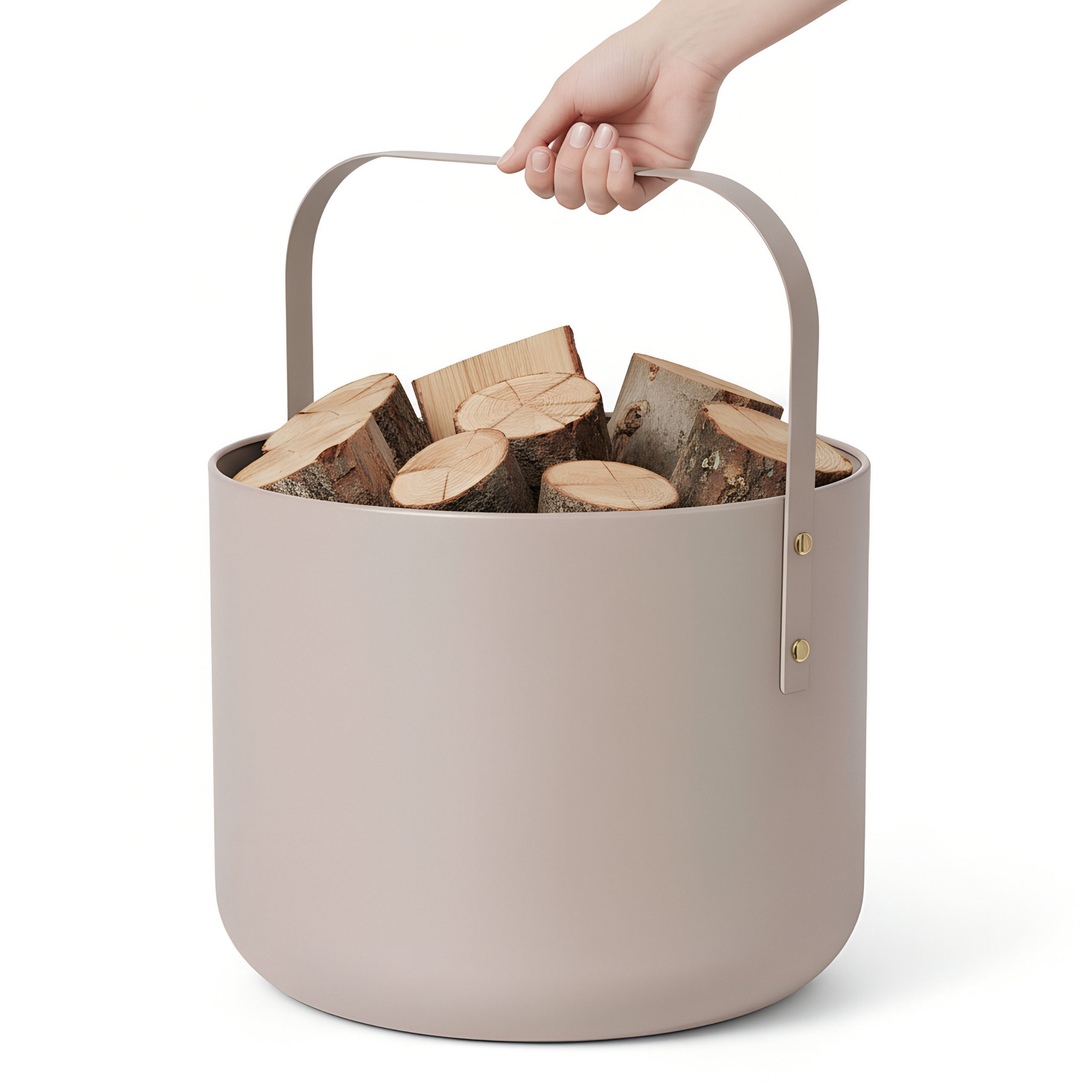 LIVLIG Kaminholzkorb Holzkorb Metall, Brennholzkorb, Kaminzubehör, Aufbewahrungskorb, elegantes Design, robustes Metall, stabiler Henkel, vielseitig nutzbar