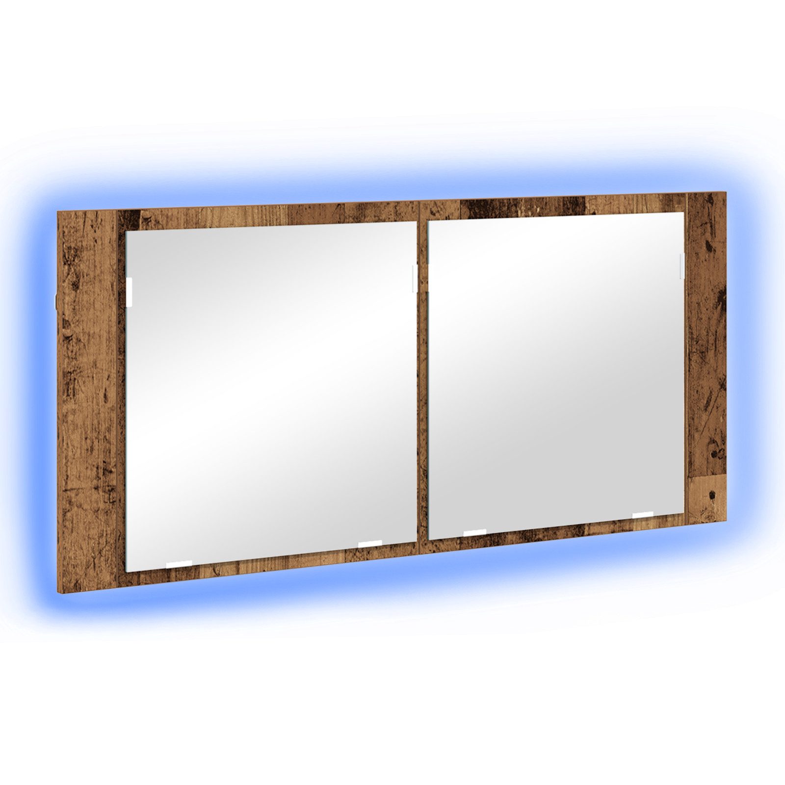 vidaXL Badezimmerspiegelschrank LED Spiegelschrank Altes Holz 100x12x45 cm Faserholz (1-St)