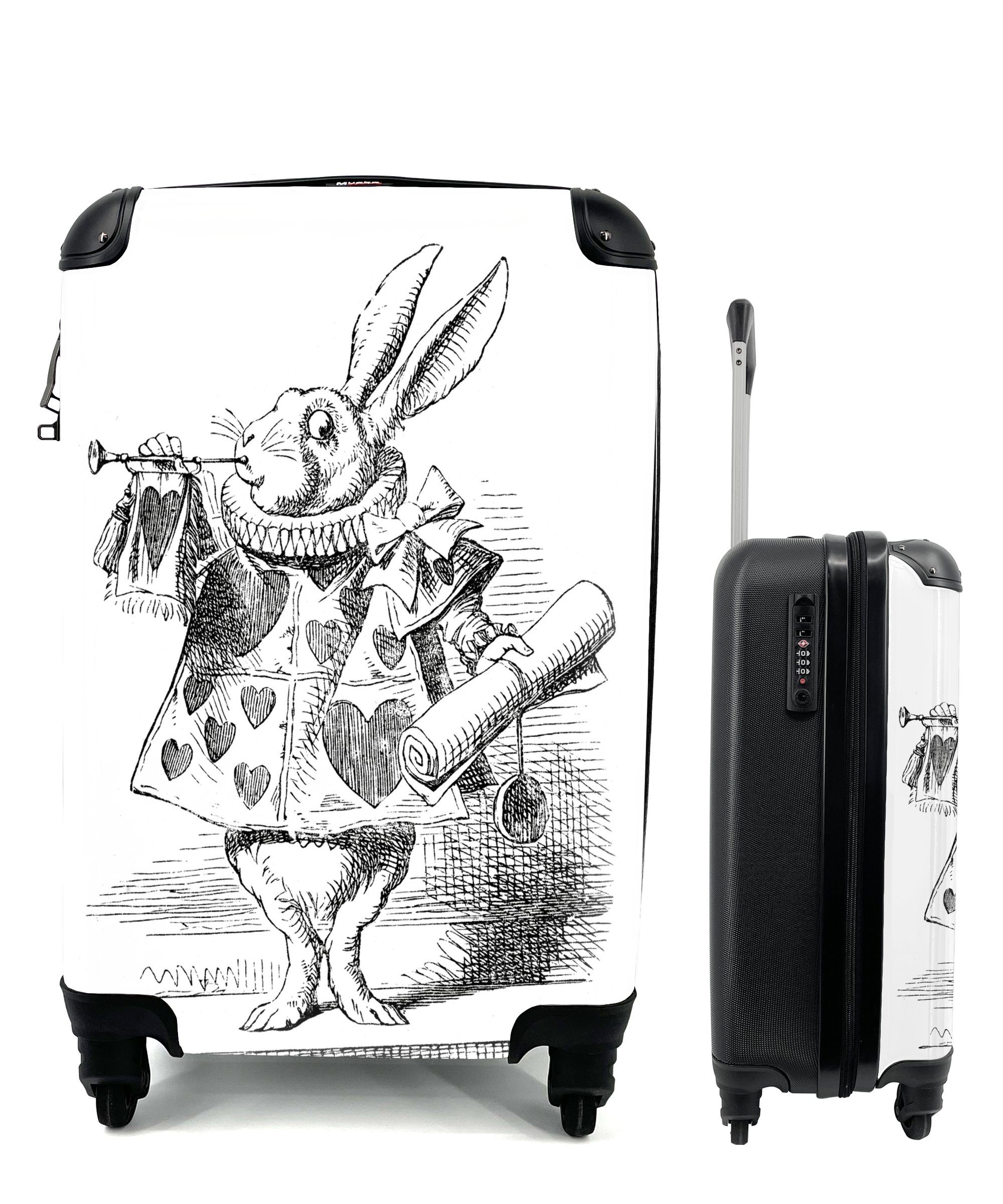 MuchoWow Handgepäckkoffer Kaninchen, 4 mit Reisekoffer Trolley, Handgepäck Ferien, Reisetasche für rollen, Rollen