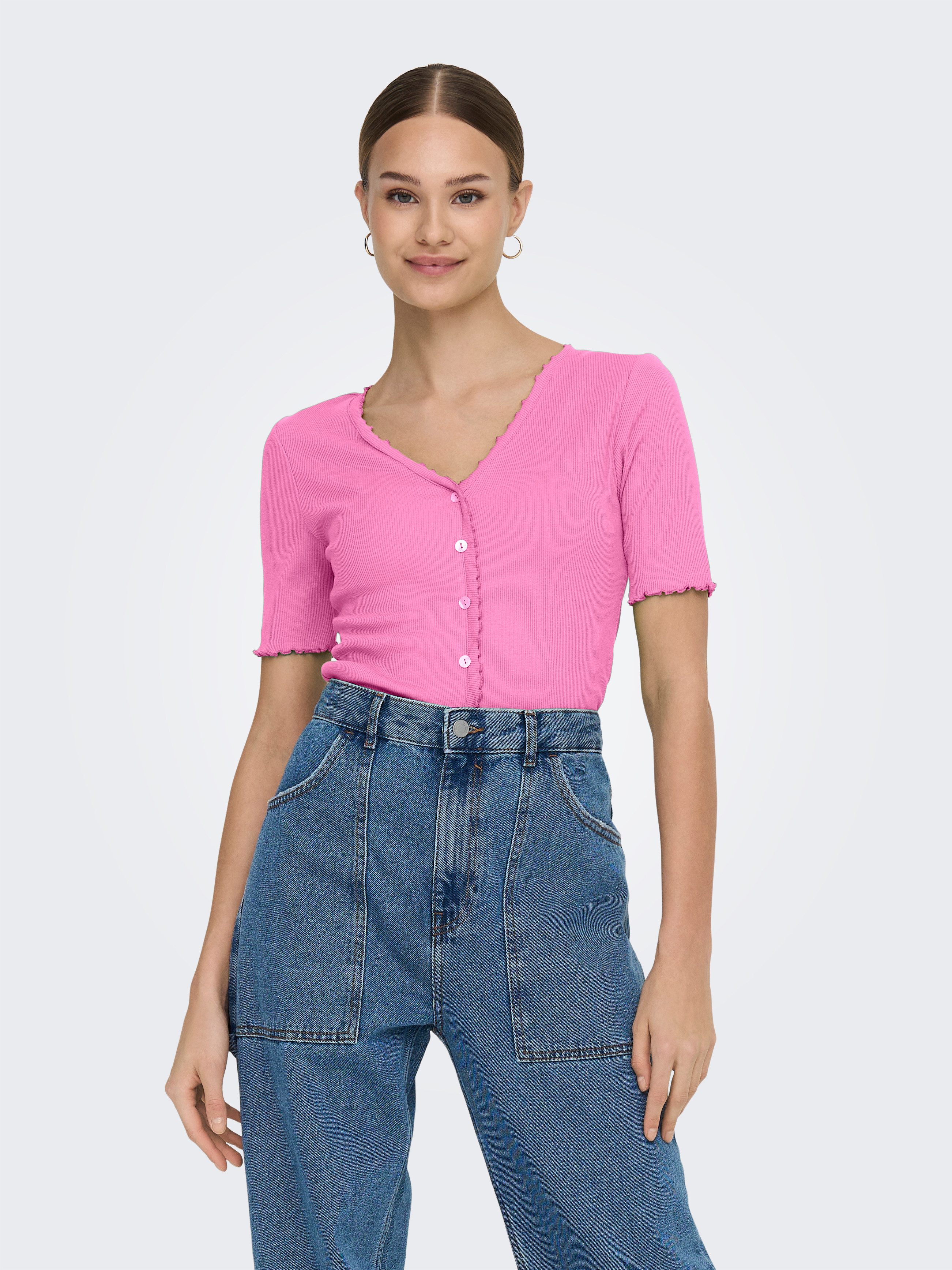 ONLY Kurzarmshirt ONLLAILA S/S BUTTON TOP günstig online kaufen