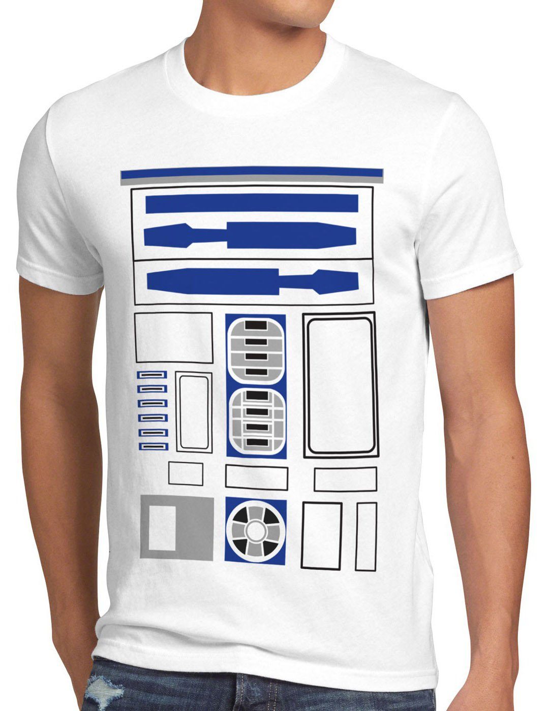 Einheit droide R2 x-wing astromech luke T-Shirt fasching Herren style3 Print-Shirt kostüm wars star