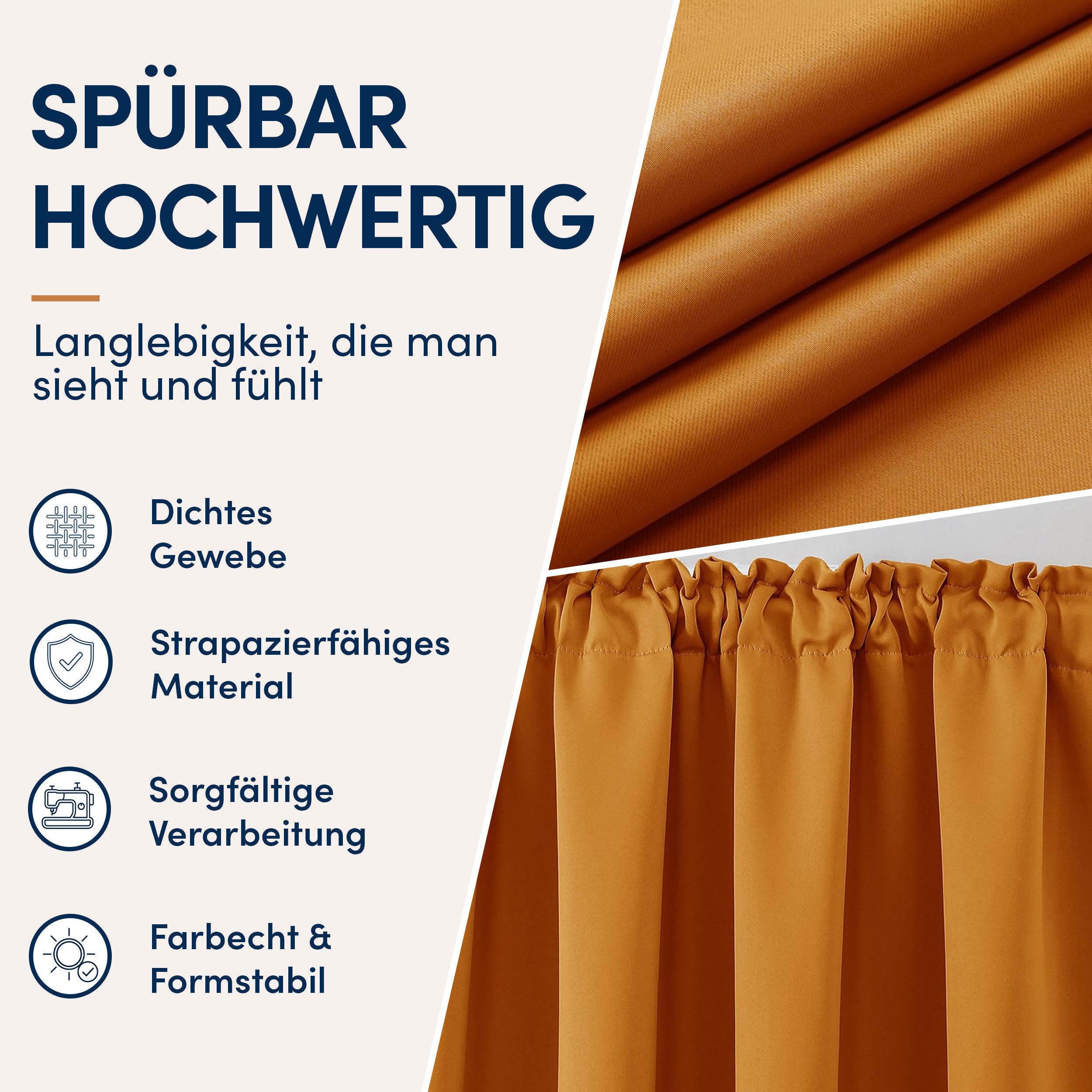 Stoffschmiede Gardine Blickdicht - Kräuselband & Ösen, Kräuselband – Bild 3 von 5