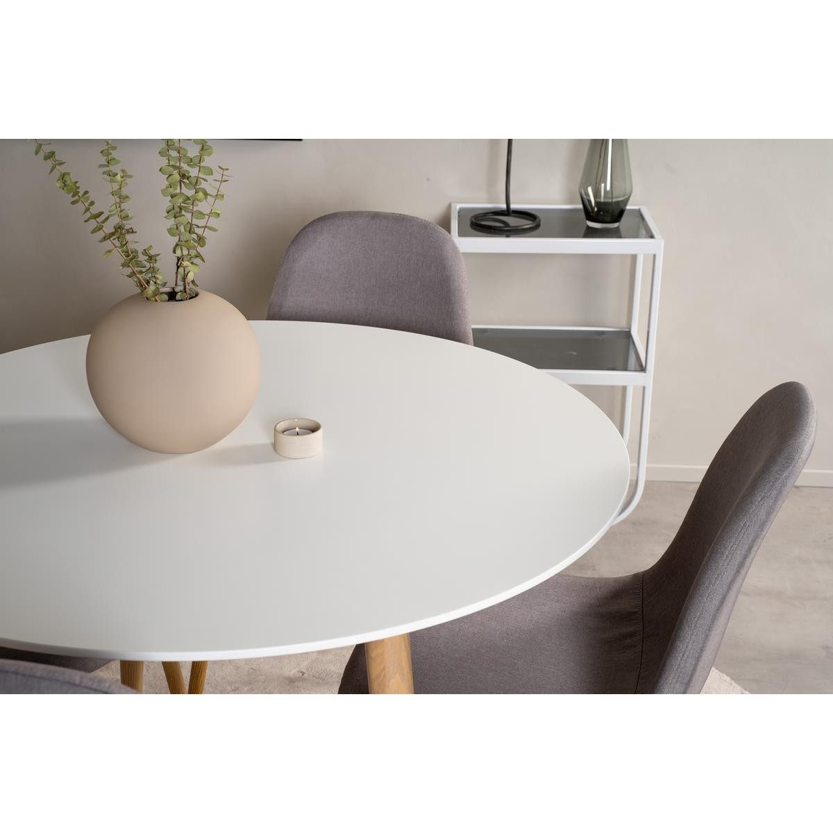 BOURGH Esstisch PLAZA Esszimmertisch Ø100x75cm - Runder Esstisch weiß/natur, Esstisch in modernem Design