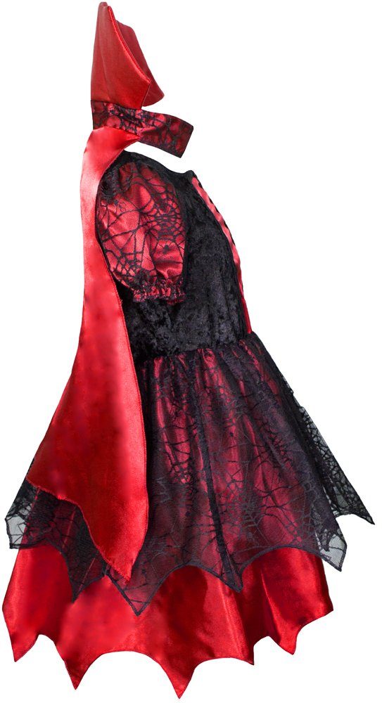 Das Kostümland Hexen-Kostüm Hexe Vampir Kostüm Willow für Kinder - Rot Schwarz