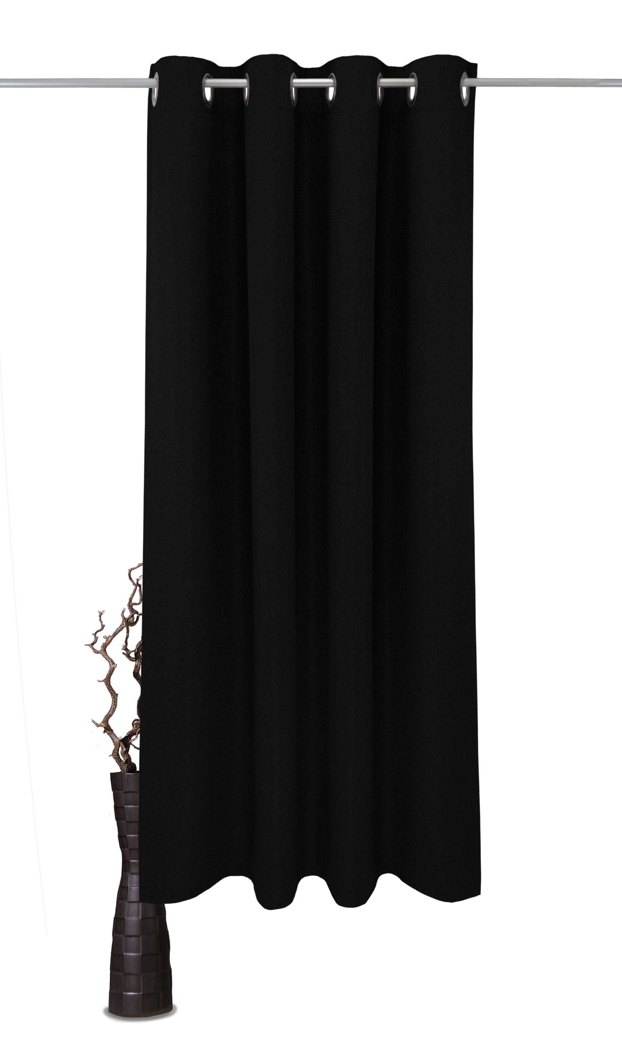 Vorhang Sandro, VHG, Ösen (1 St), abdunkelnd, Polyester, Verdunkler, einfarbig, Breite 140 cm schwarz
