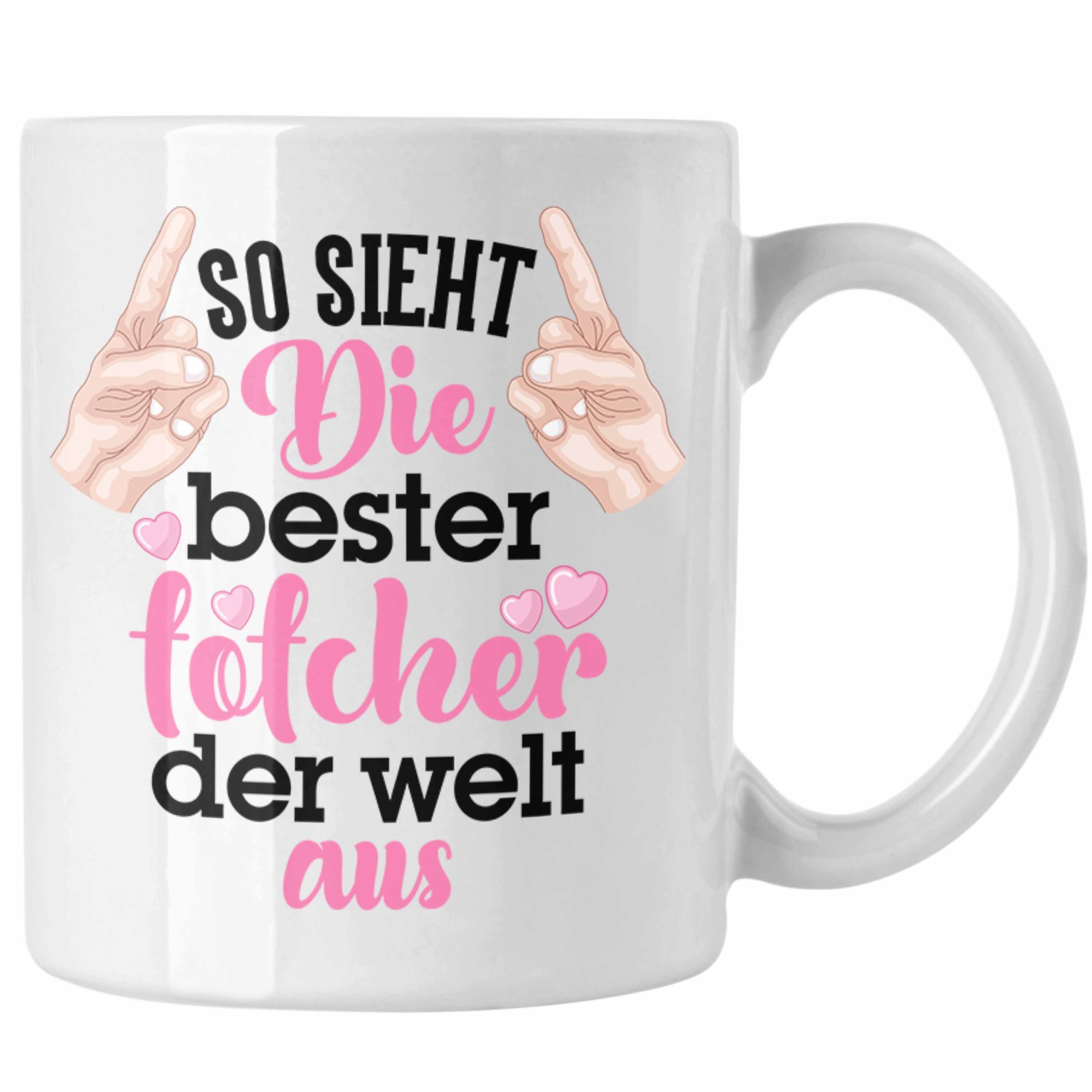 Trendation Tasse Trendation - Tochter Geschenk Tasse Pink Vater Mama Geschenk für Töchter Spruch Beste Tochter Kaffeetasse Weiss