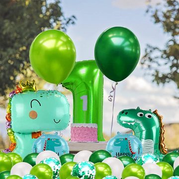 Folienballon Geburtstags Dekoration 6 Jahr Grün Dino Kinder Banner Ballons Konfetti