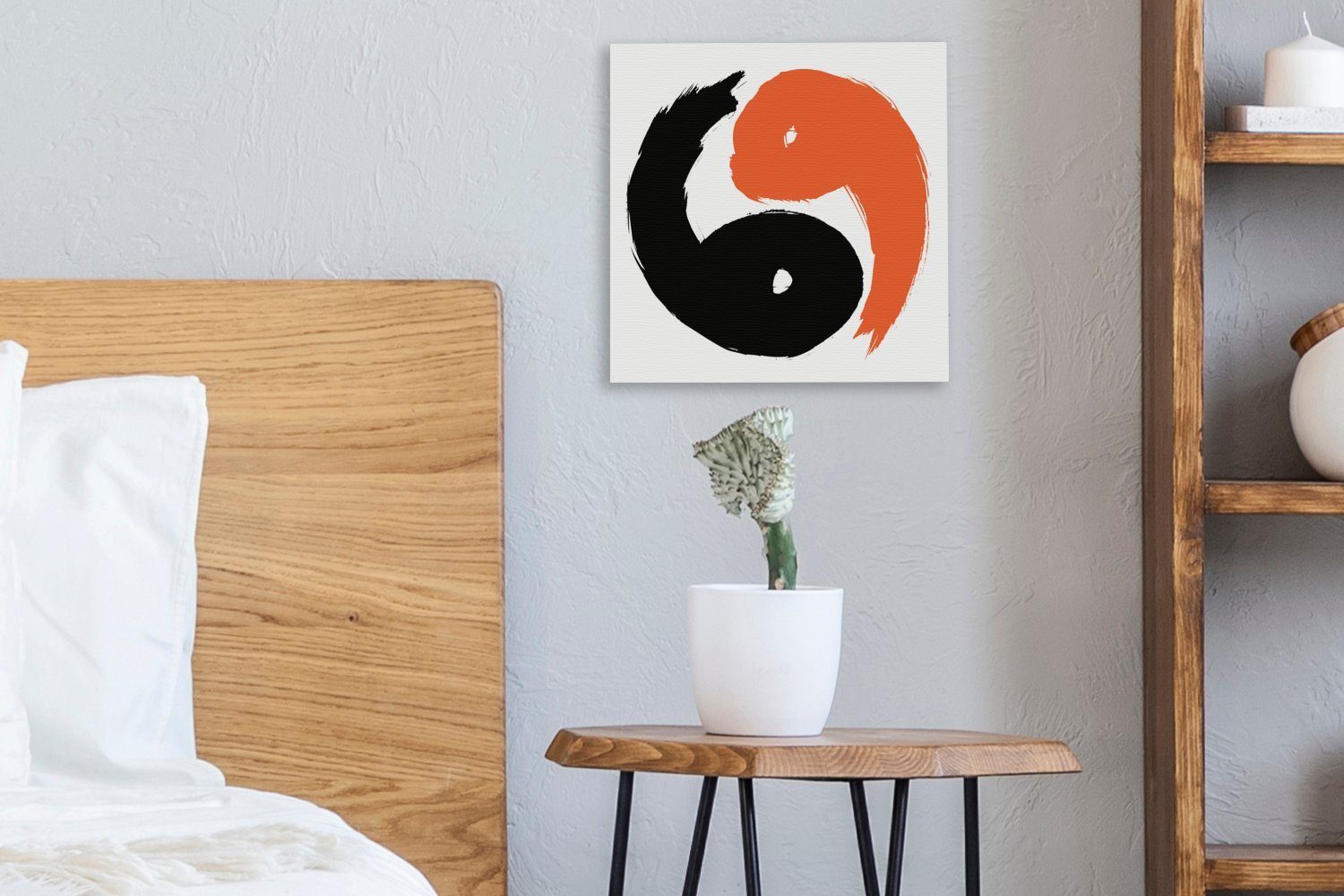 OneMillionCanvasses® Leinwandbild für Schlafzimmer Yin- Wohnzimmer Farben Yang-Logos St), Eine und, (1 den des Leinwand und Illustration Schwarz in Bilder