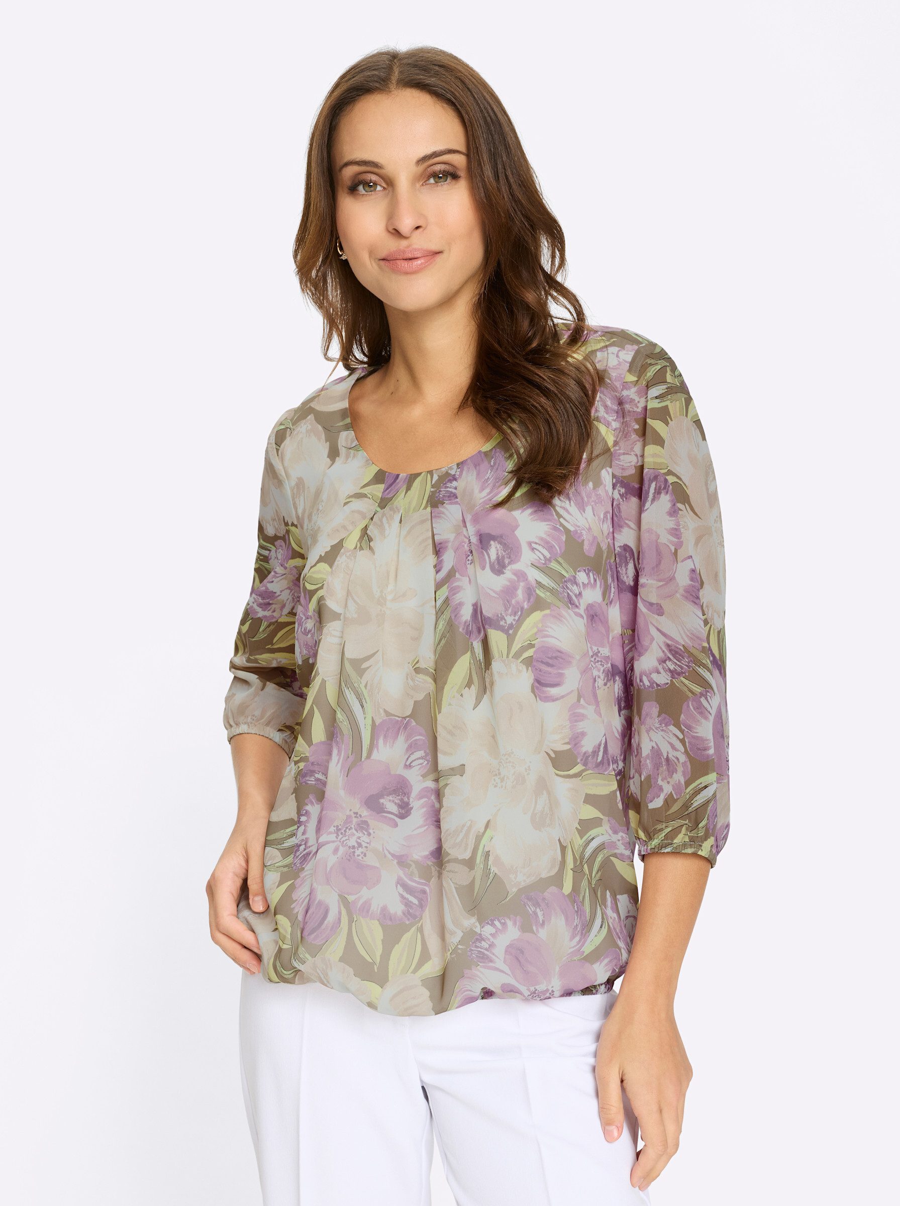 Witt Klassische Bluse Georgette-Bluse 3/4-Arm