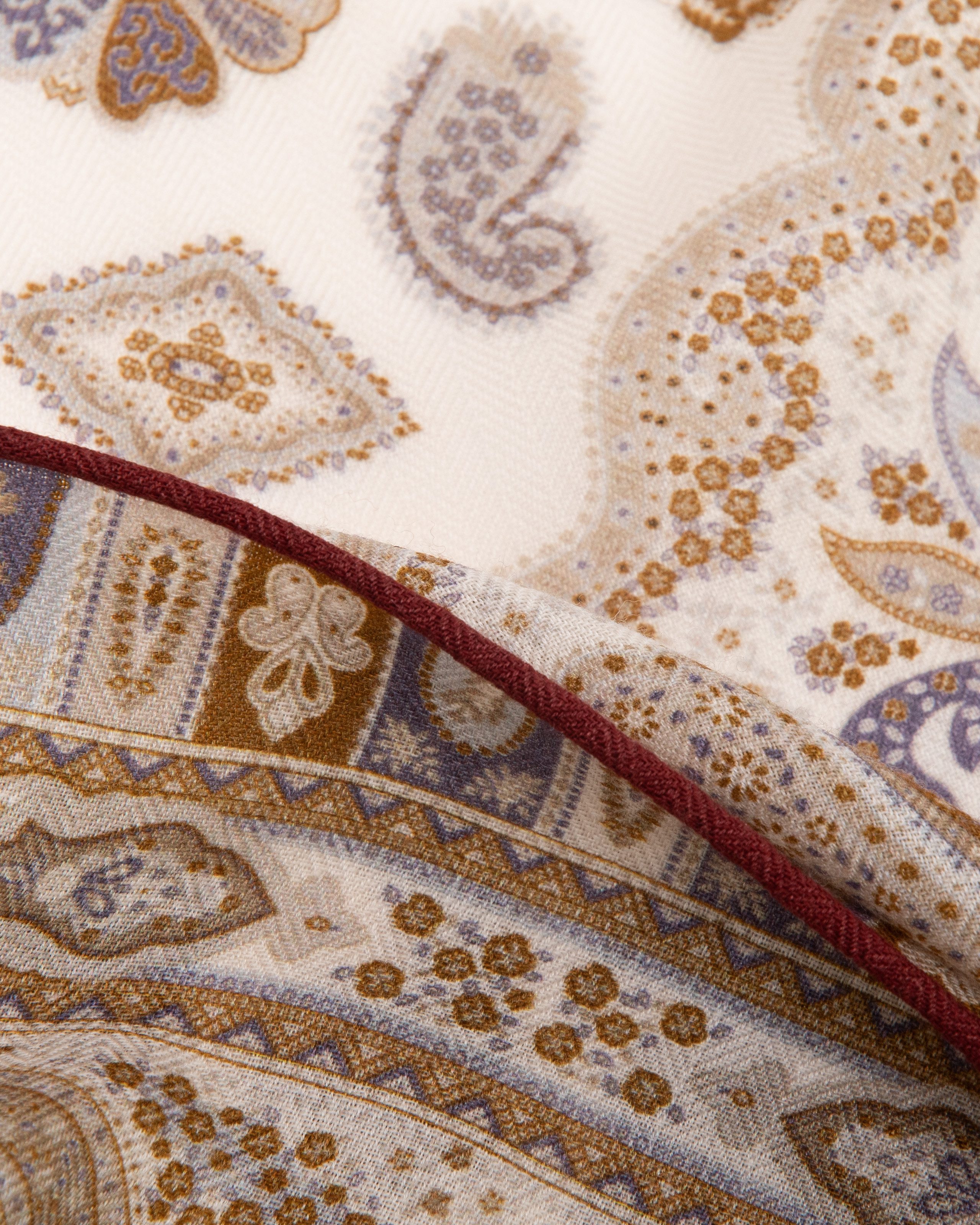 MayTree Seidentuch Wolle und Seide quadratisch 64x64cm, Paisley beige, (Stück), 70% Wolle, 30% Maulbeerseide doppelseitig mit handrolliertem Rand