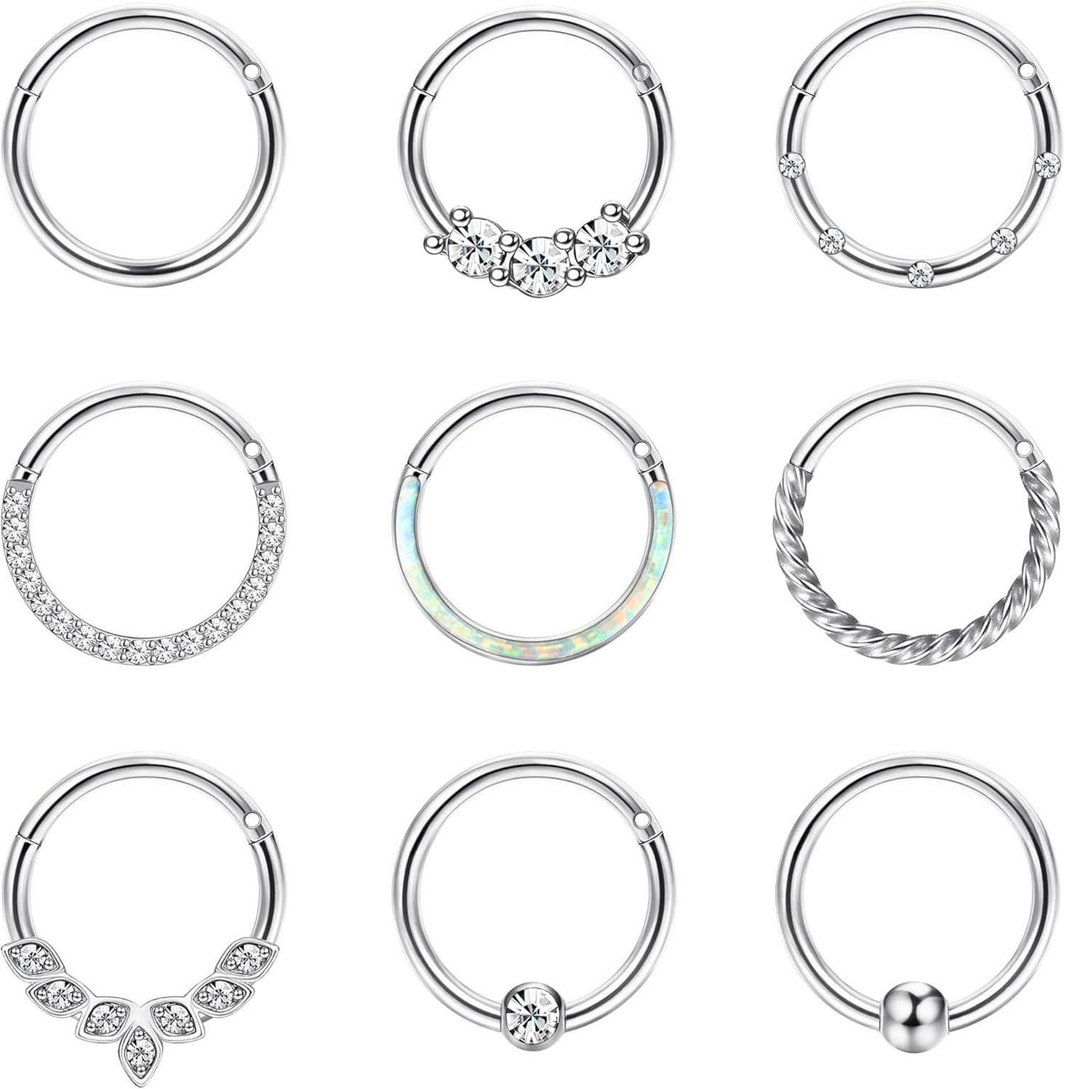 Schmuckset 9PCS 16G Nasenring Chirurgenstahl Set Damen Helix Tragus Piercing