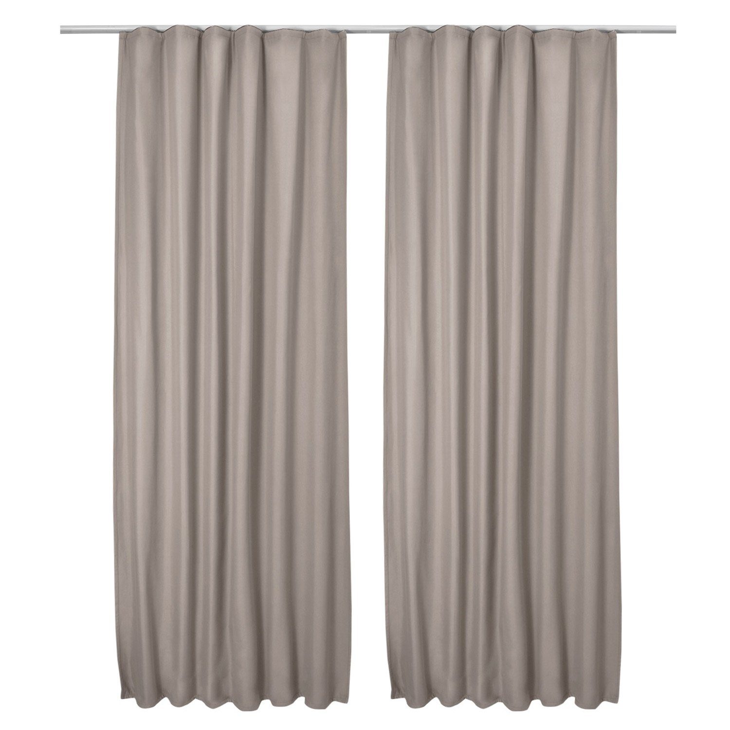 Beautissu Vorhang 2er Set Thermovorhang Gardine Sand Amelie TK, 140x245cm, Vorhang isolierend Kälte- & Hitzeschutz Universalband Verdunkelnd
