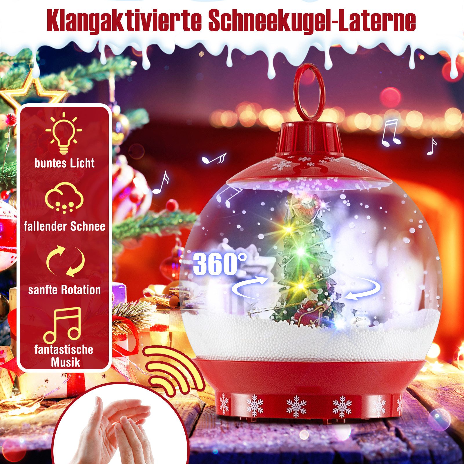 COSTWAY Weihnachtsfigur (1 St), beleuchtete Weihnachtsdeko, mit Musik, 173c günstig online kaufen